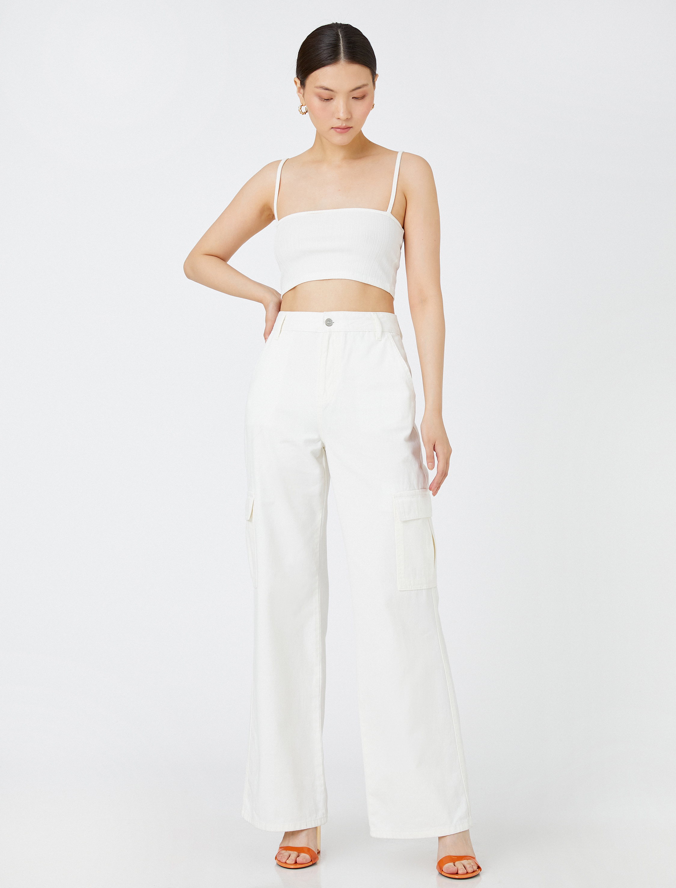   Kargo Pantolon Yüksek Bel Cep Detaylı