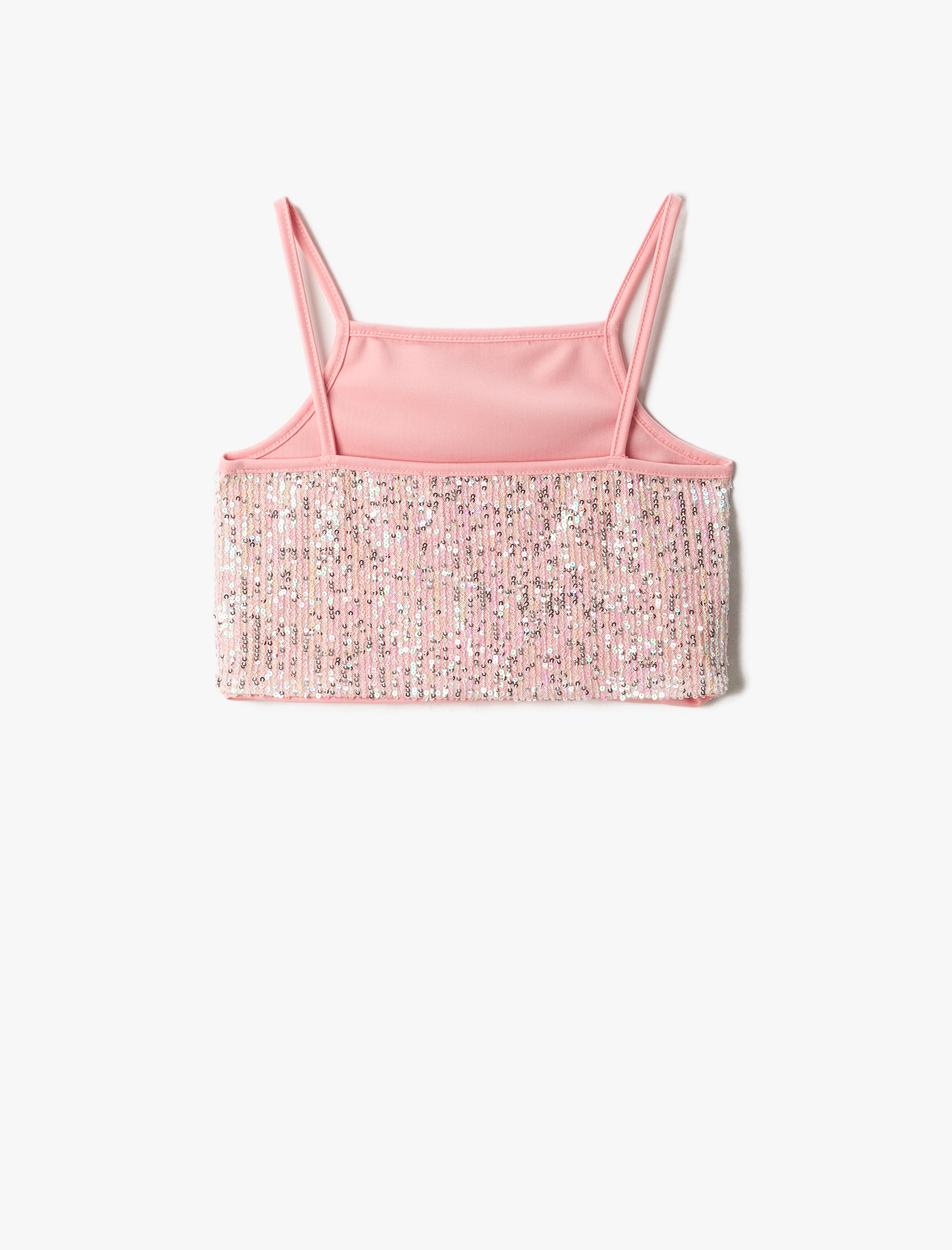  Kız Çocuk Pul Payet İşlemeli Crop Üst Askılı