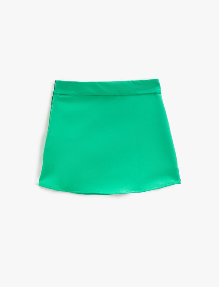 Kız Çocuk Mini Etek Fırfırlı Kruvaze Fermuar Kapamalı