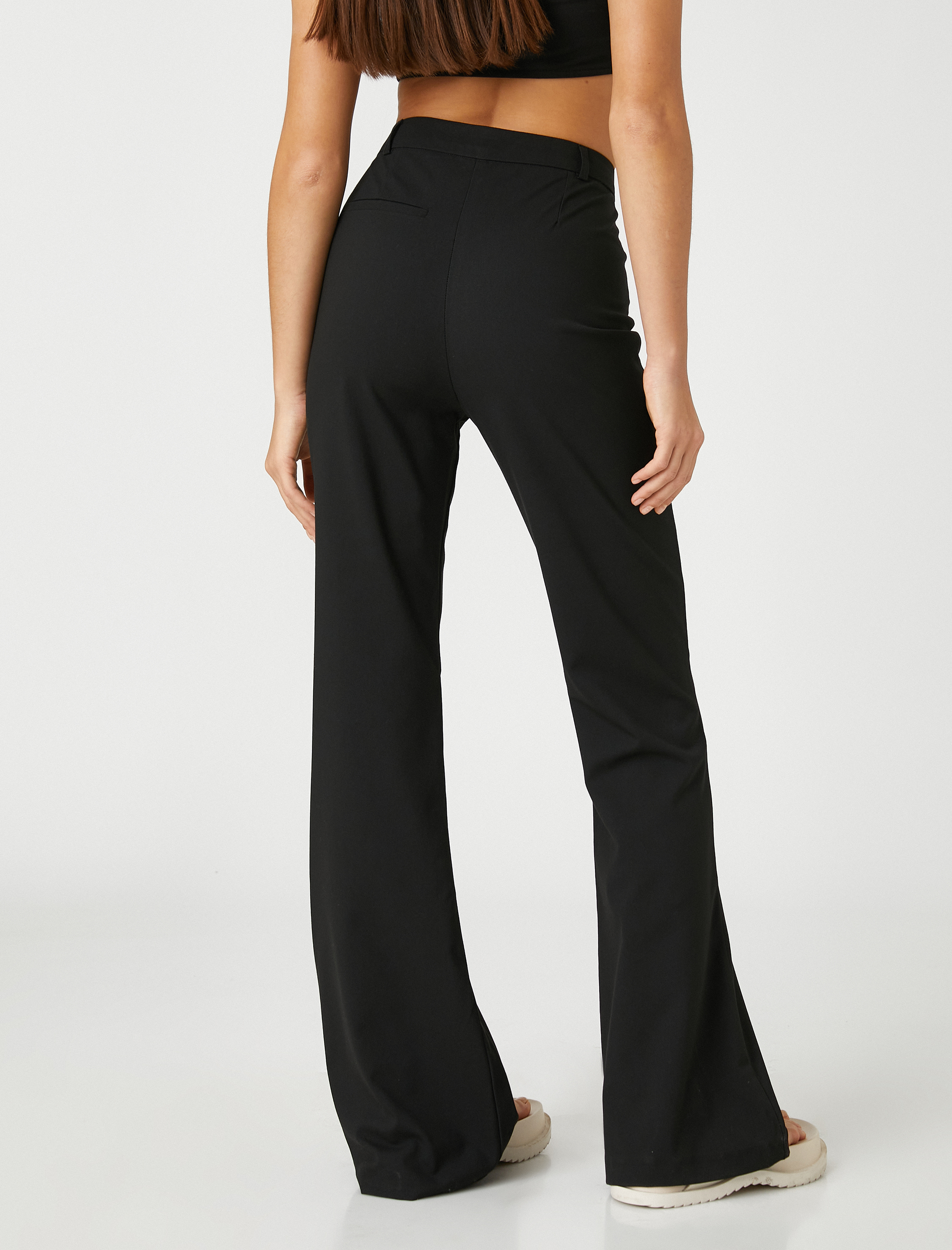   Kumaş Pantolon İspanyol Paça Yüksek Bel Düğmeli