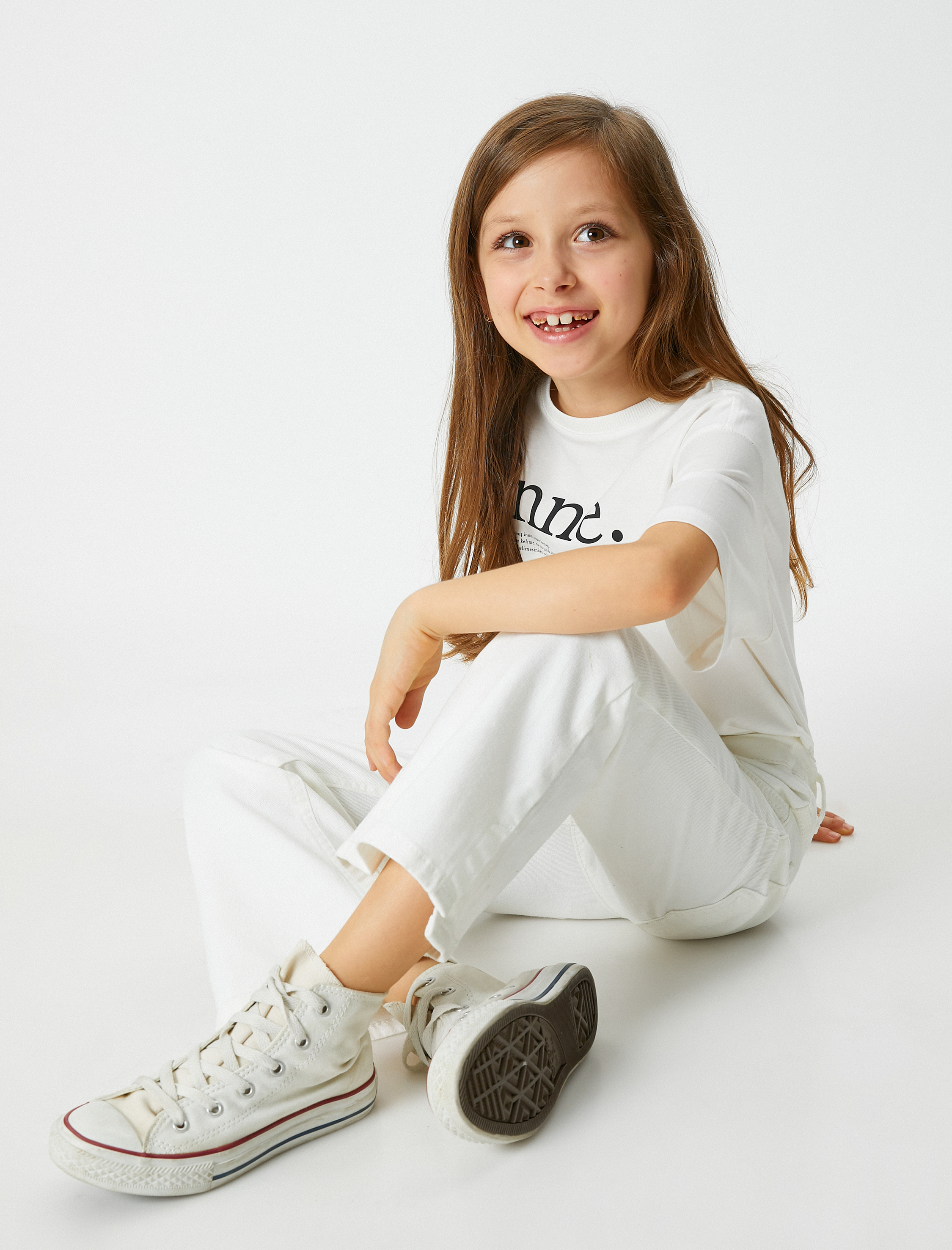 Kız Çocuk İspanyol Paça Kot Pantolon Cepli Pamuklu Yırtmaç Detaylı - Flare Jean Beli Ayarlanabilir Lastikli