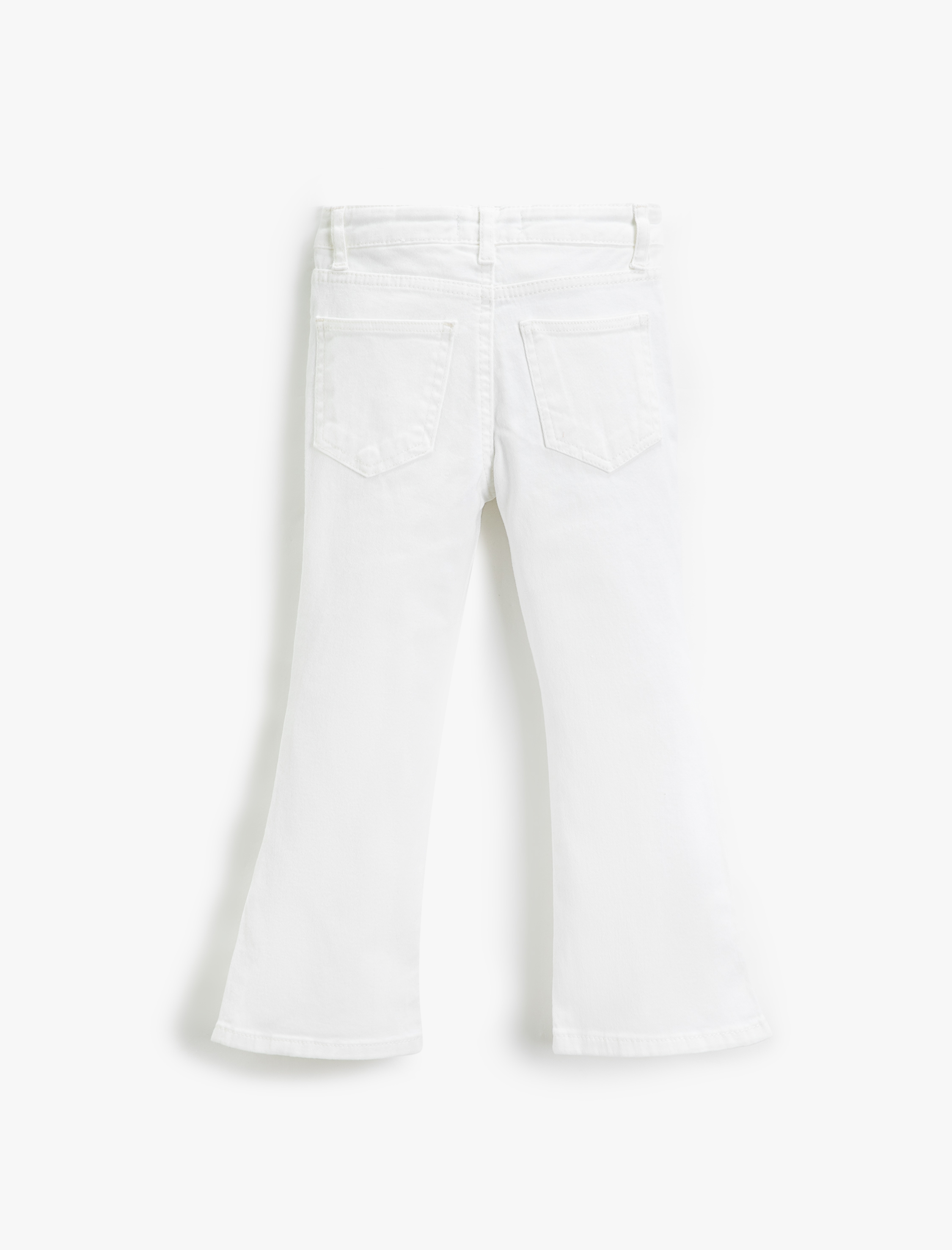 Kız Çocuk İspanyol Paça Kot Pantolon Cepli Pamuklu Yırtmaç Detaylı - Flare Jean Beli Ayarlanabilir Lastikli