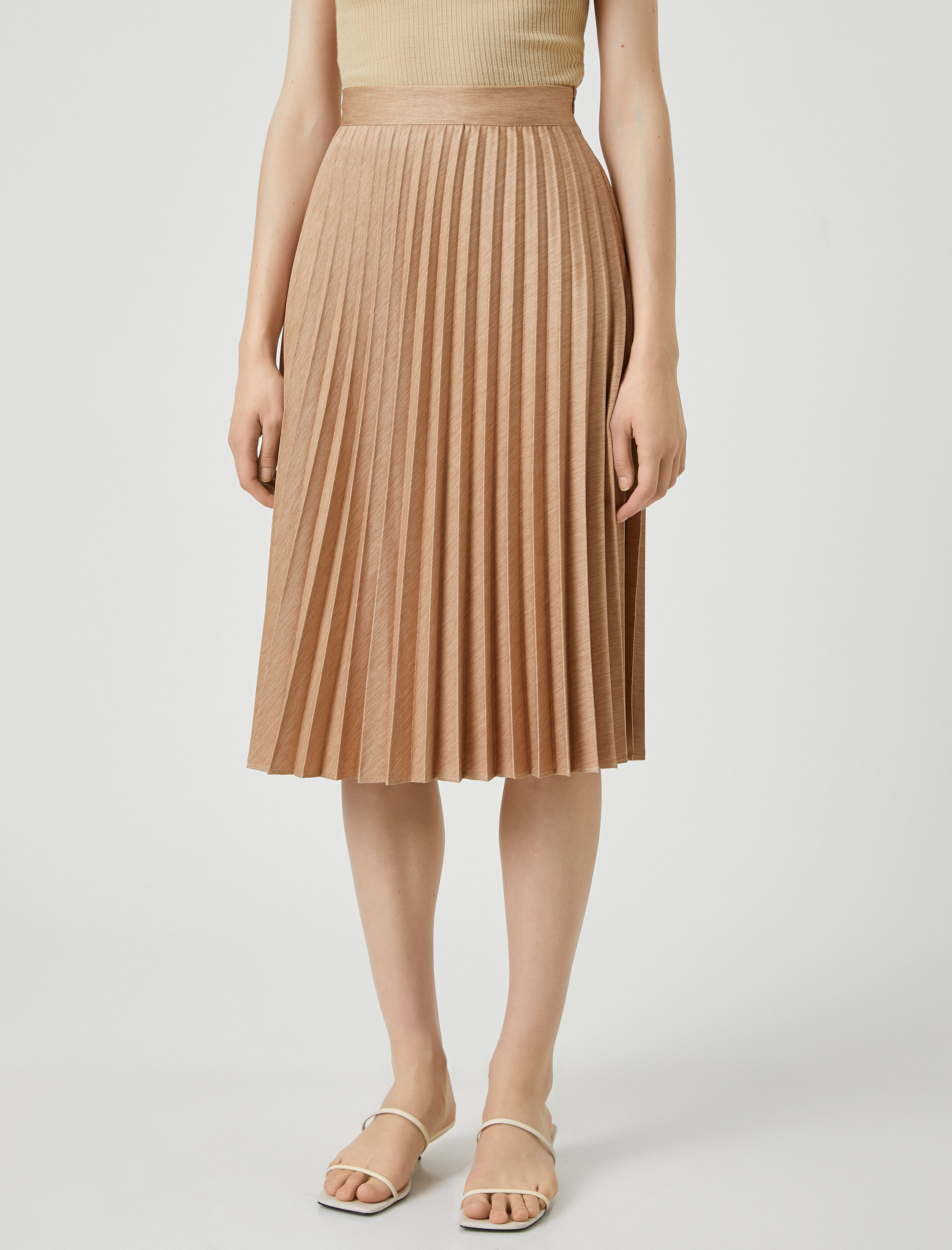   Saten Midi Boy Etek Pilili A Kesim