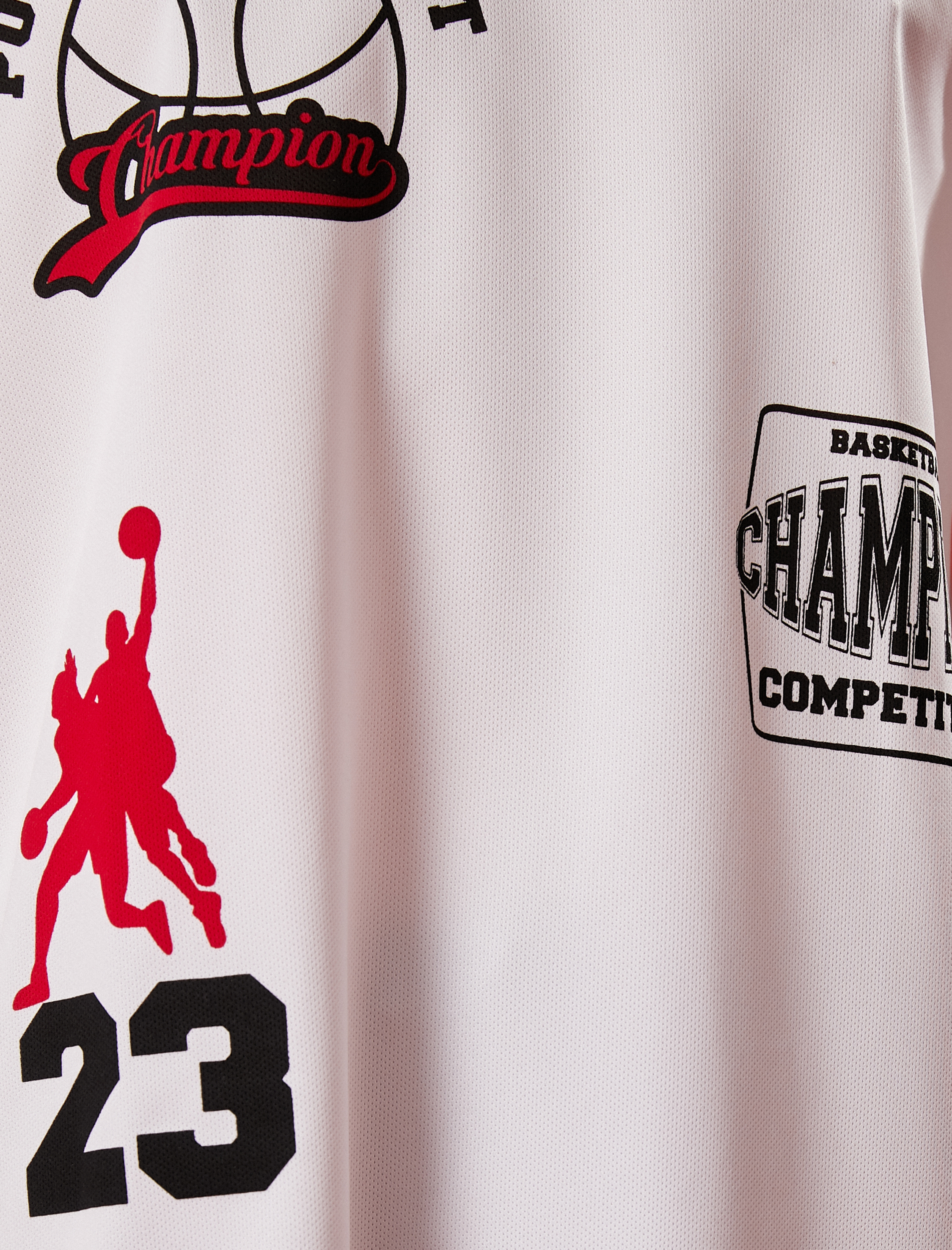   Oversize Spor Tişört Basketbol Baskılı Bisiklet Yaka Nefes Alan Kumaş