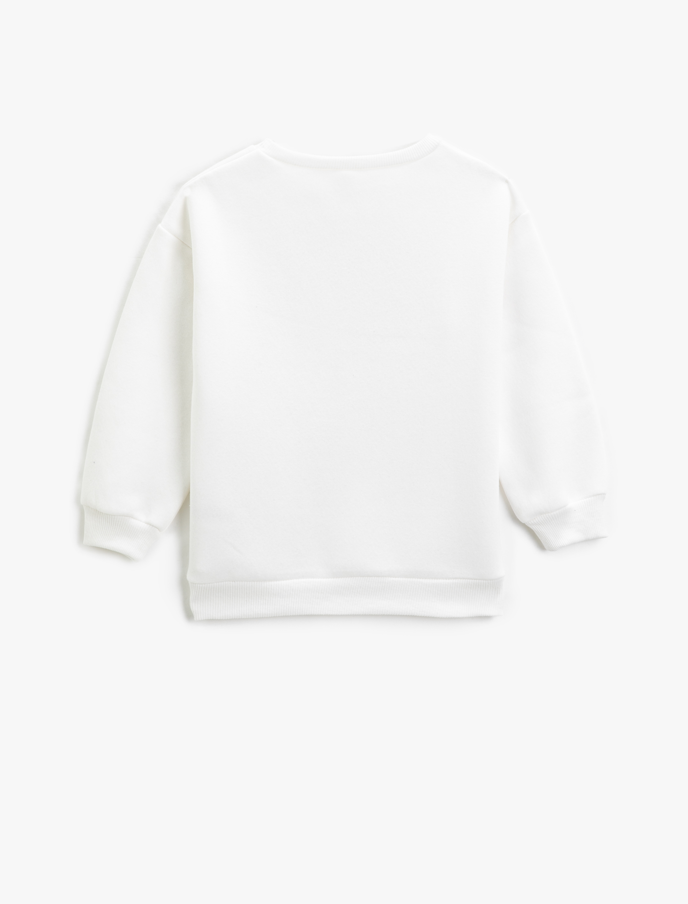  Kız Çocuk Oversize Sweatshirt Çiçek Baskılı Simli Uzun Kollu Şardonlu