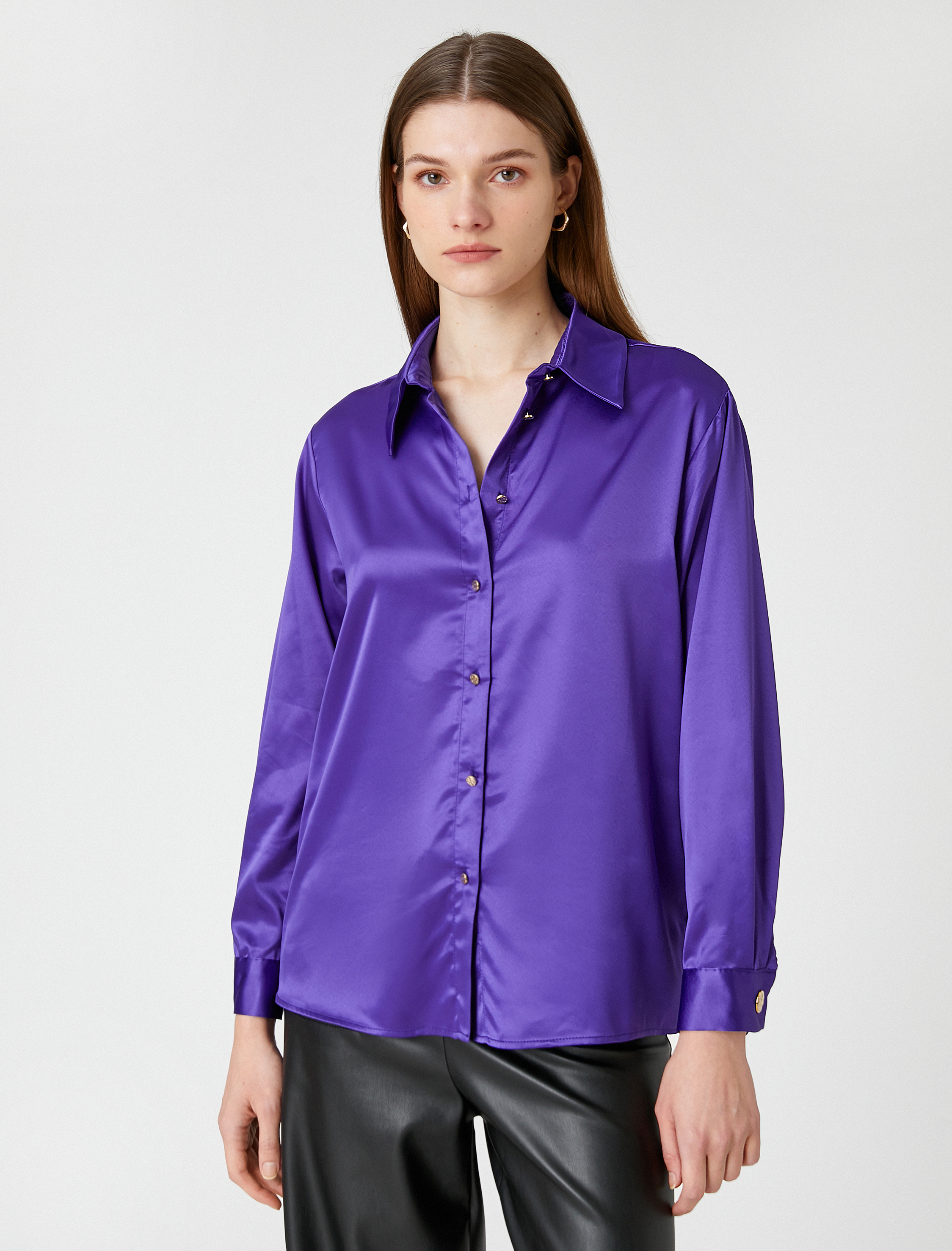   Saten Gömlek Uzun Kollu Düğmeli