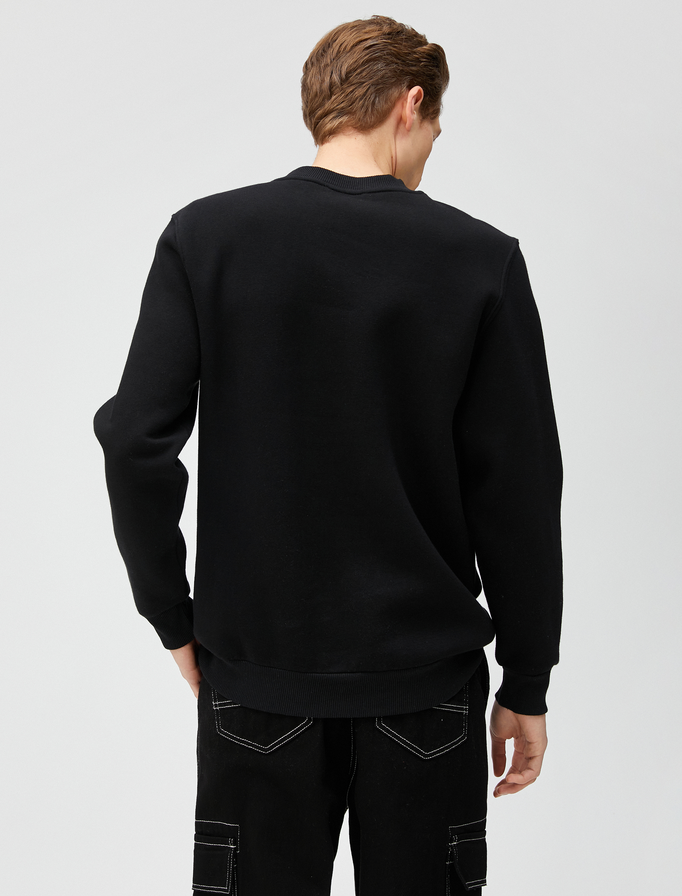   Motosiklet Baskılı Sweatshirt Uzun Kollu Bisiklet Yaka