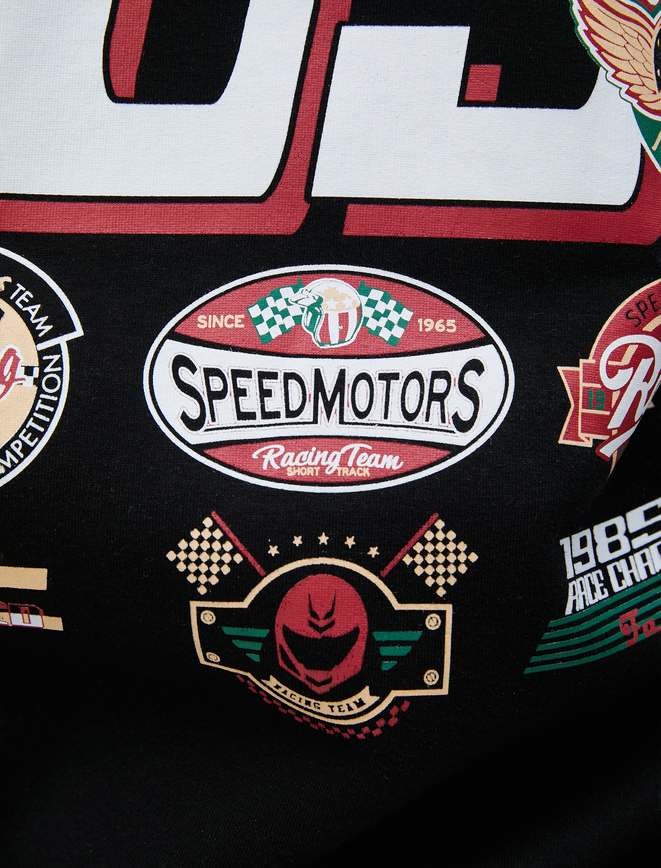   Motosiklet Baskılı Sweatshirt Uzun Kollu Bisiklet Yaka