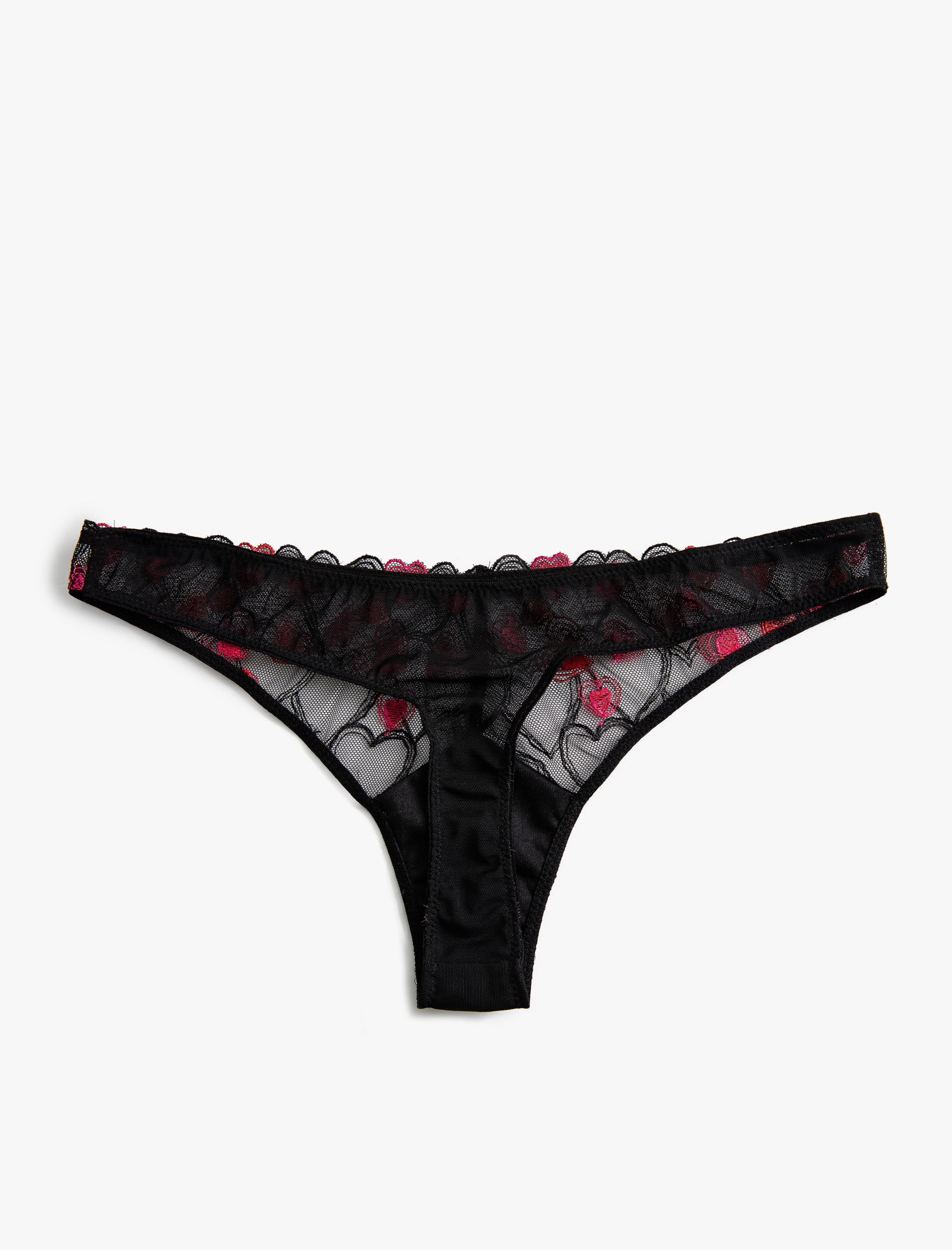   Tül String Külot Kalp İşlemeli