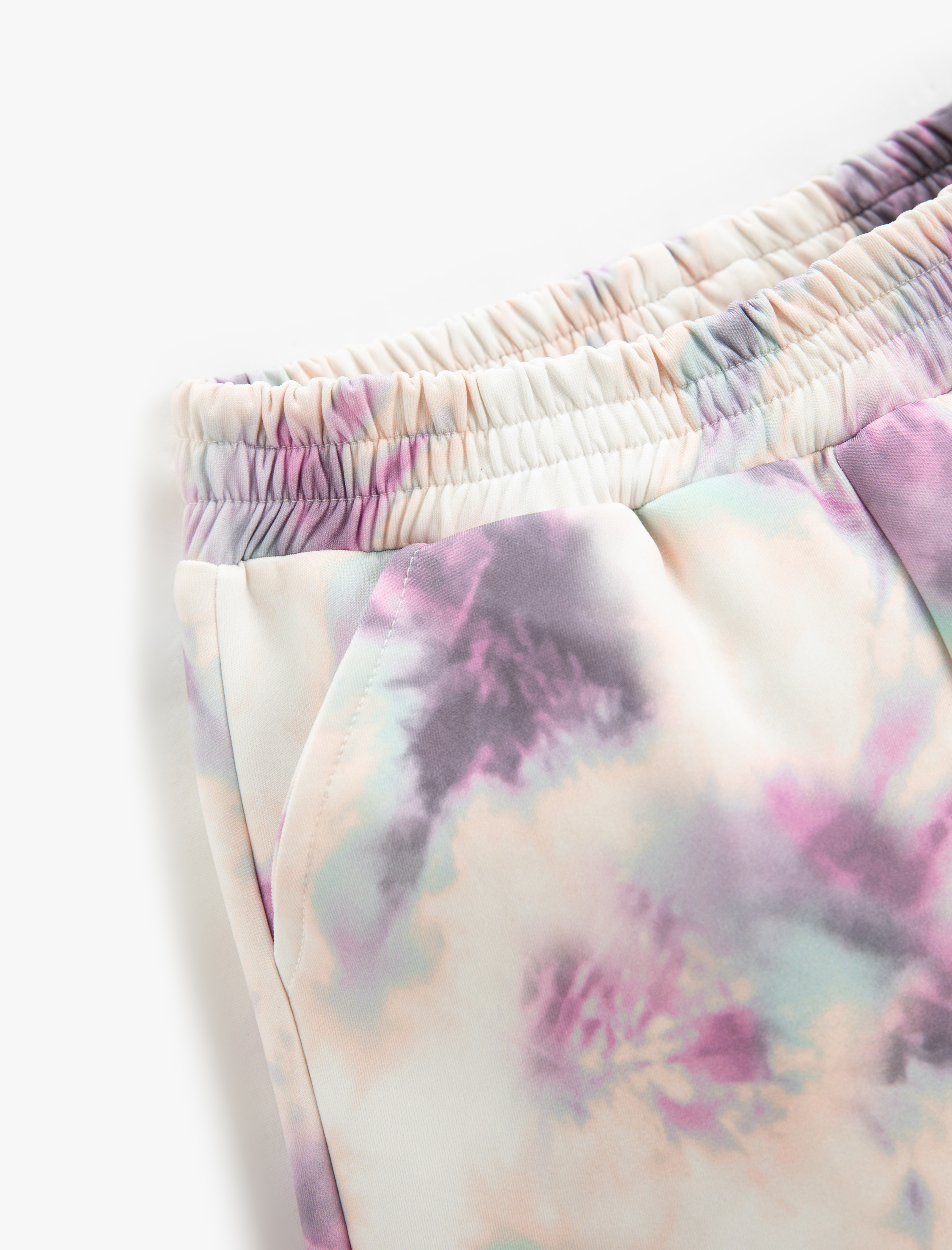  Kız Çocuk Jogger Eşofman Altı Renk Kontrastlı Cepli Etiket Detaylı Beli Lastikli Şardonlu