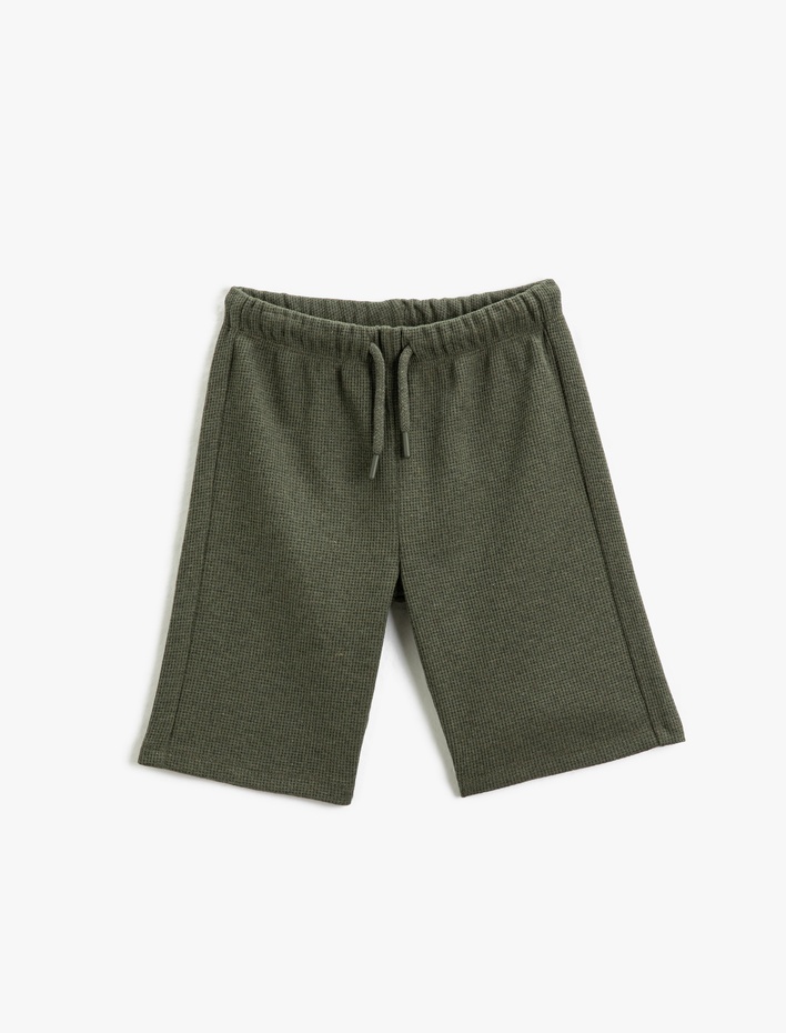 Erkek Çocuk Beli Bağlamalı Basic Şort Dokulu