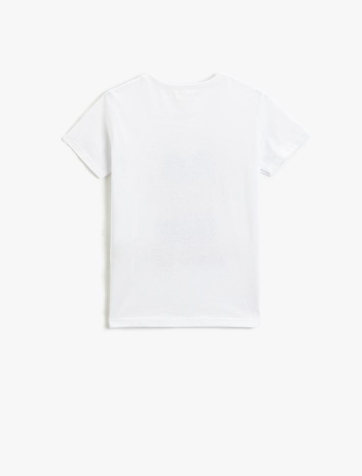 Erkek Çocuk Baskılı Kısa Kollu Tişört Bisiklet Yaka Pamuklu