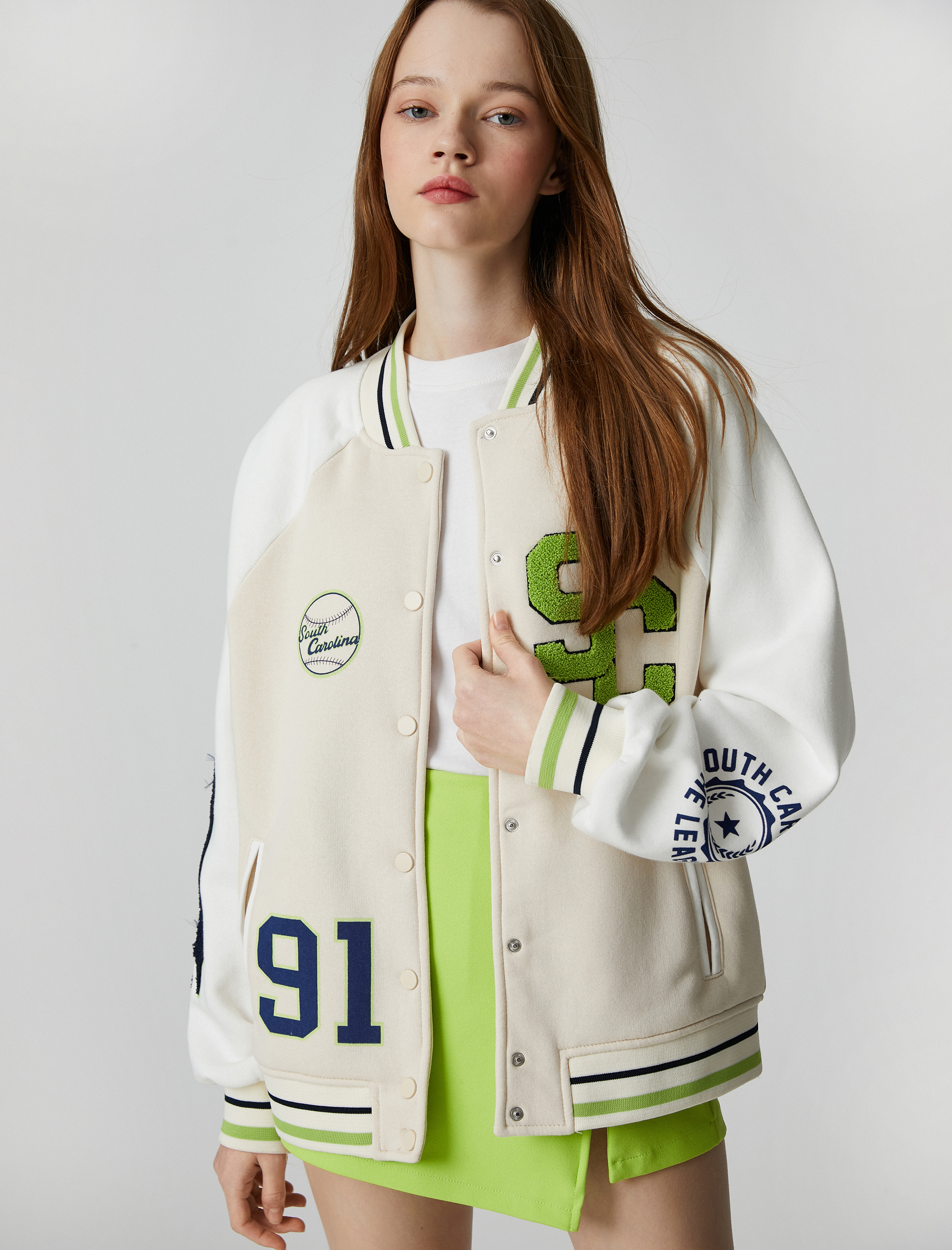   Şardonlu Kolej Ceket Baskılı Nakışlı Ribanalı Cep Detaylı