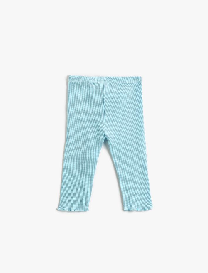 Kız Bebek Dokulu Basic Tayt Beli Lastikli Pamuklu