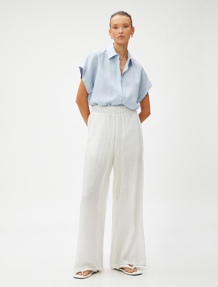  Kısa Kollu Gömlek Gizli Düğmeli