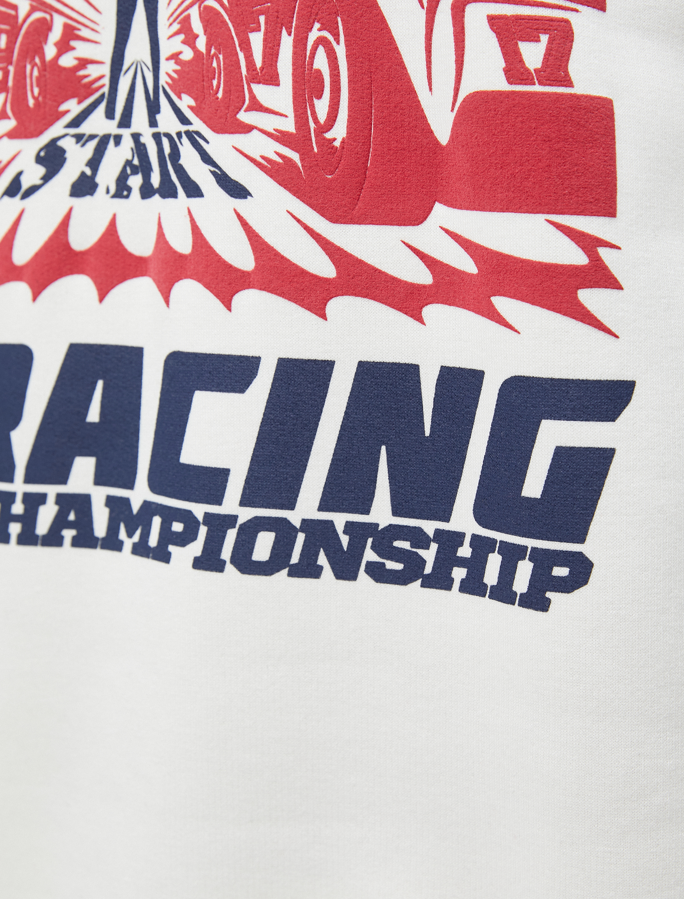   Baskılı Sweatshirt Yarış Temalı Bisiklet Yaka Uzun Kollu Şardonlu