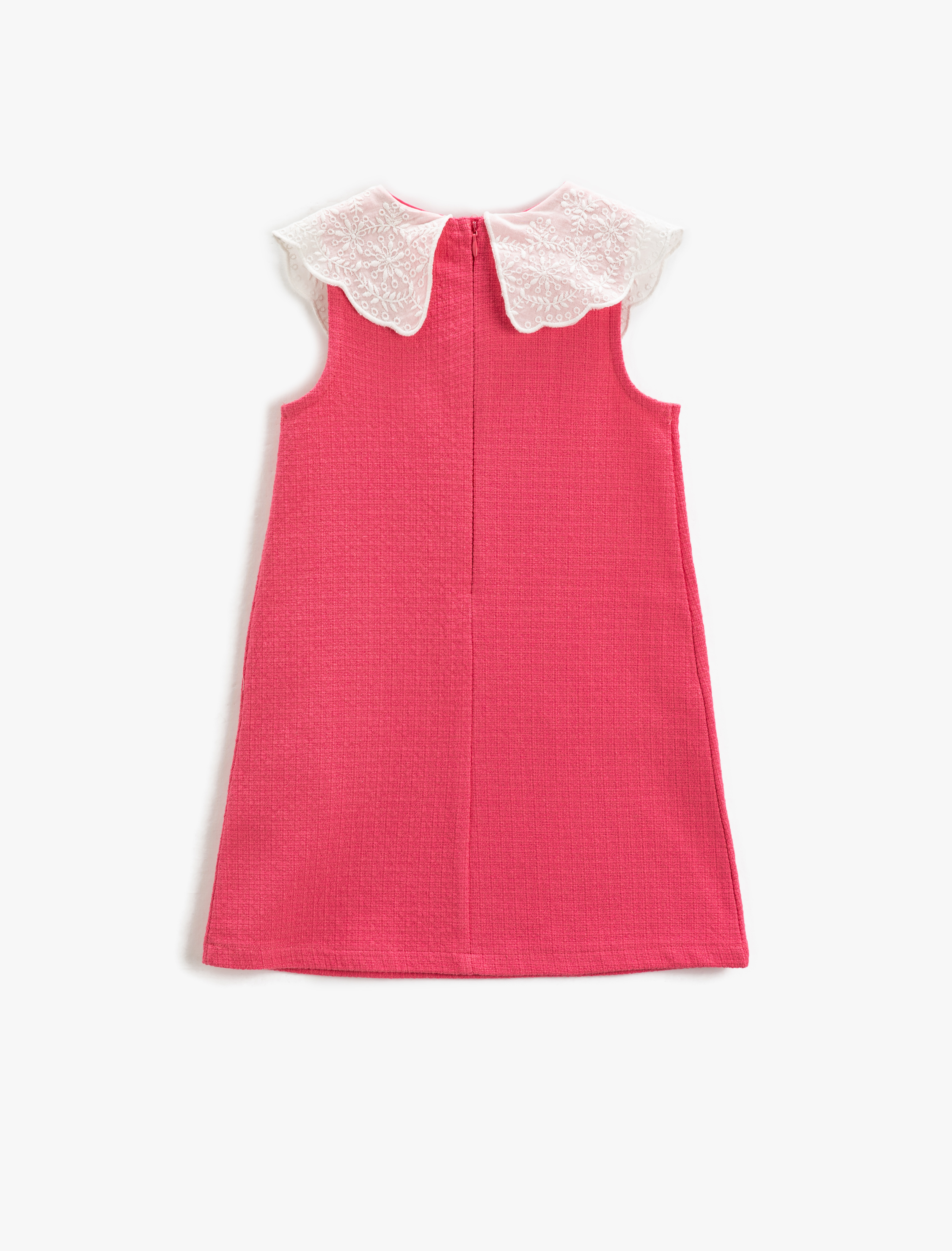  Kız Çocuk Tüvit Elbise Bol Kalıp Bebe Yaka Kolsuz Cep Detaylı Pamuklu