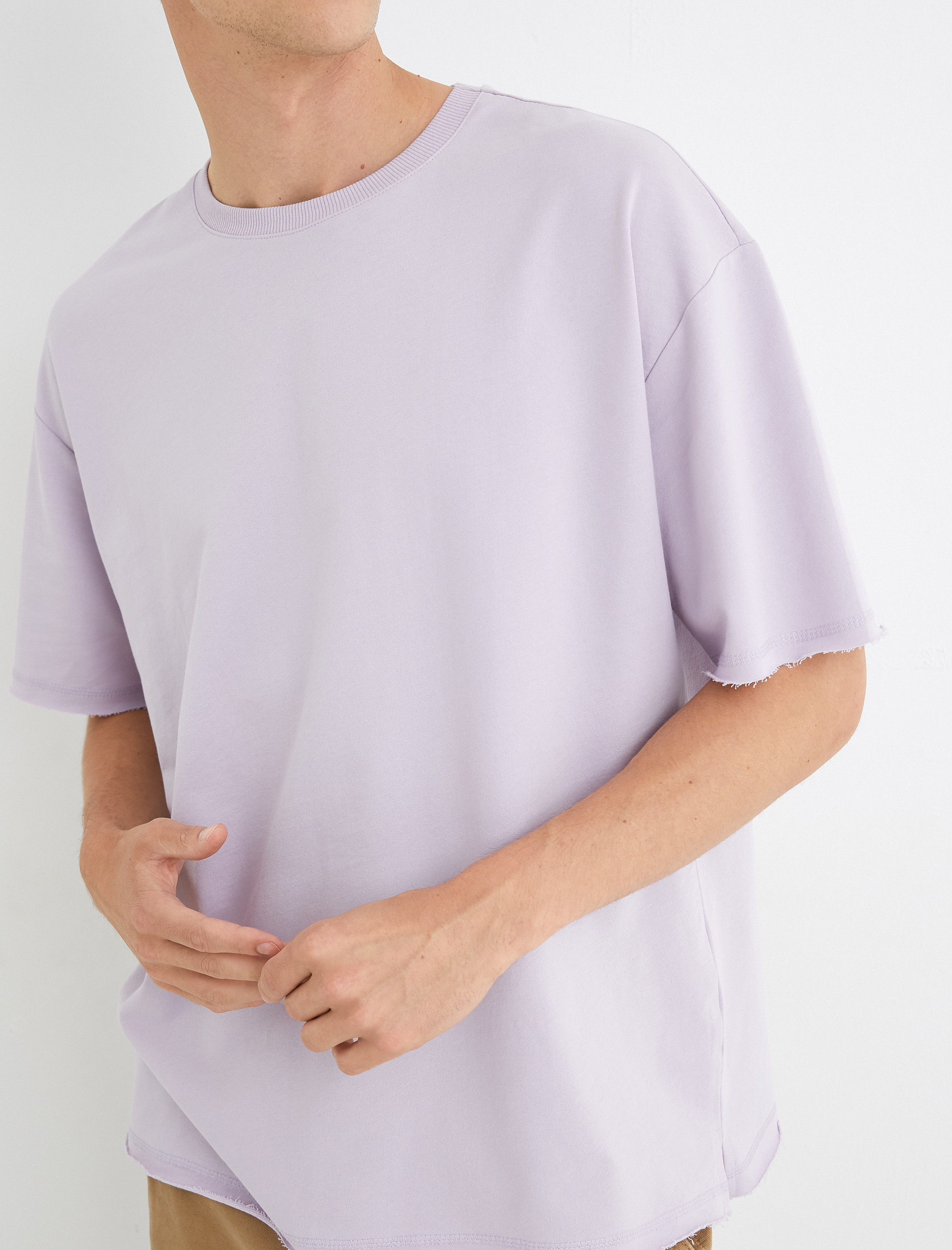   Basic Oversize Tişört Bisiklet Yaka Kısa Kollu