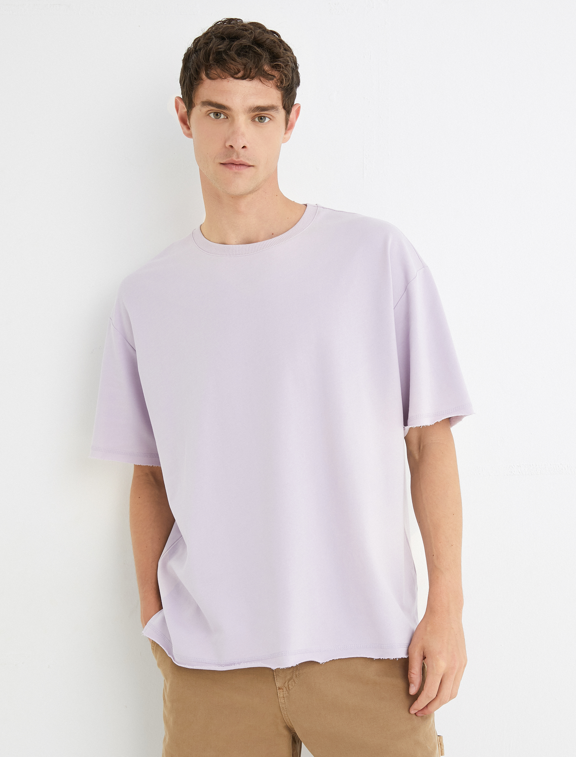   Basic Oversize Tişört Bisiklet Yaka Kısa Kollu