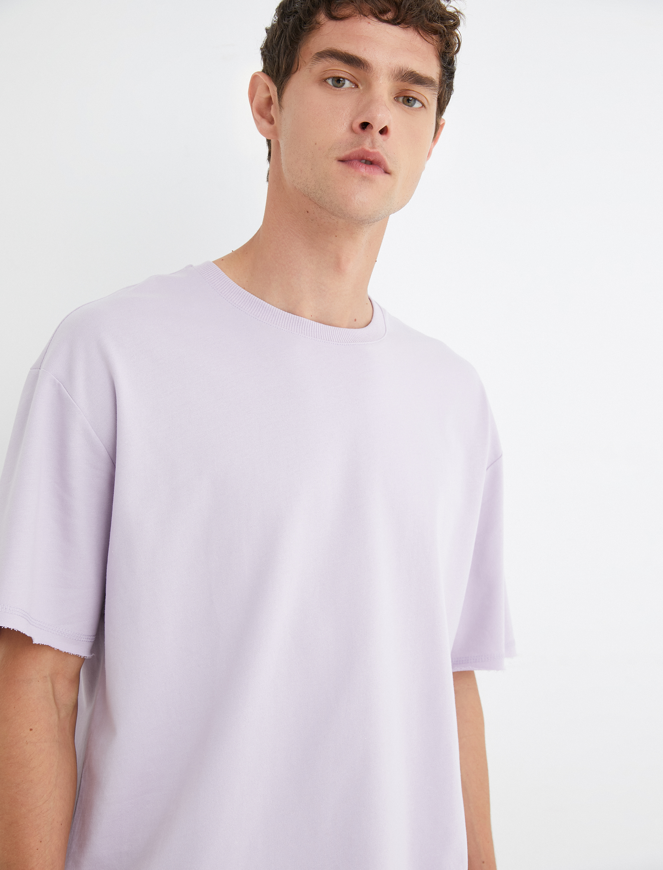   Basic Oversize Tişört Bisiklet Yaka Kısa Kollu