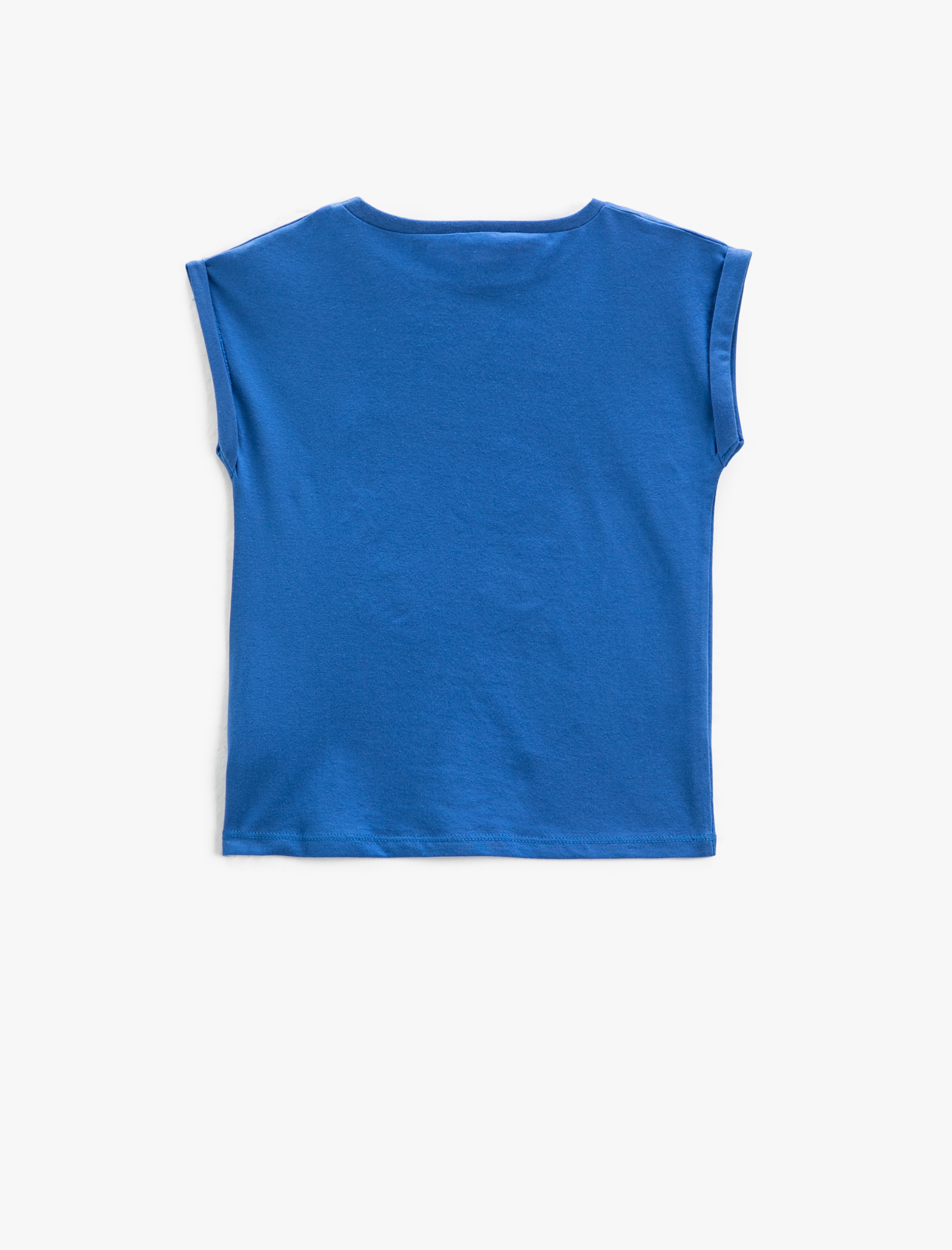  Kız Çocuk Tişört Unicorn Pul Payet İşlemeli Kolsuz Bisiklet Yaka