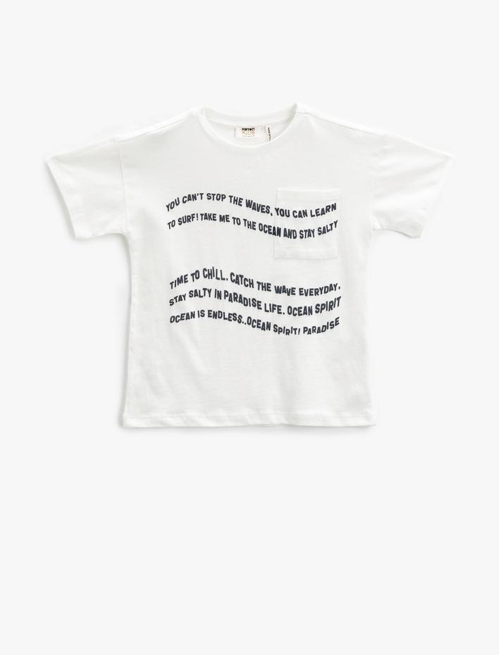 Erkek Çocuk Tişört Baskılı Kısa Kollu Bisiklet Yaka Cepli