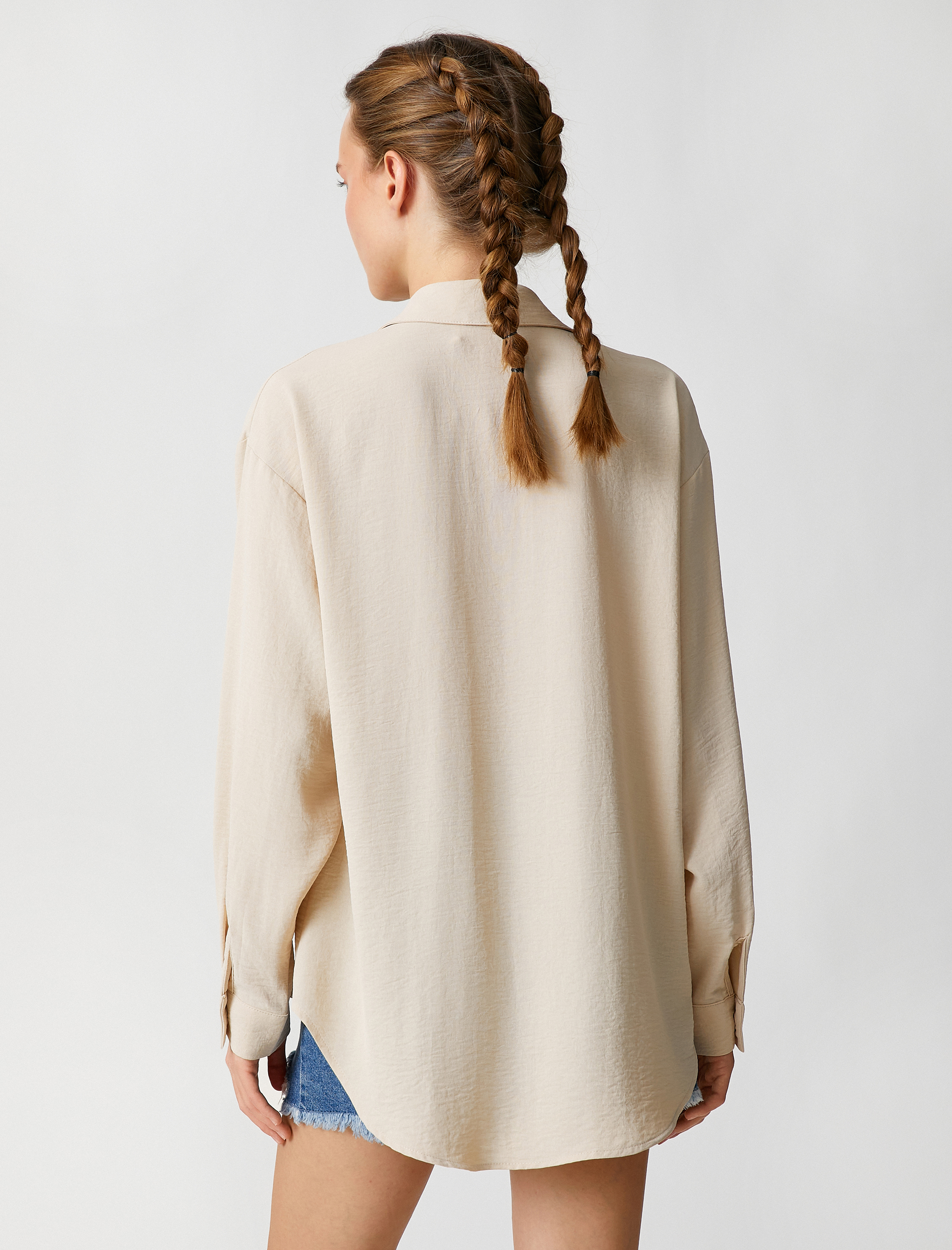 Oversize Gömlek Uzun Kollu Düğmeli Klasik Yaka