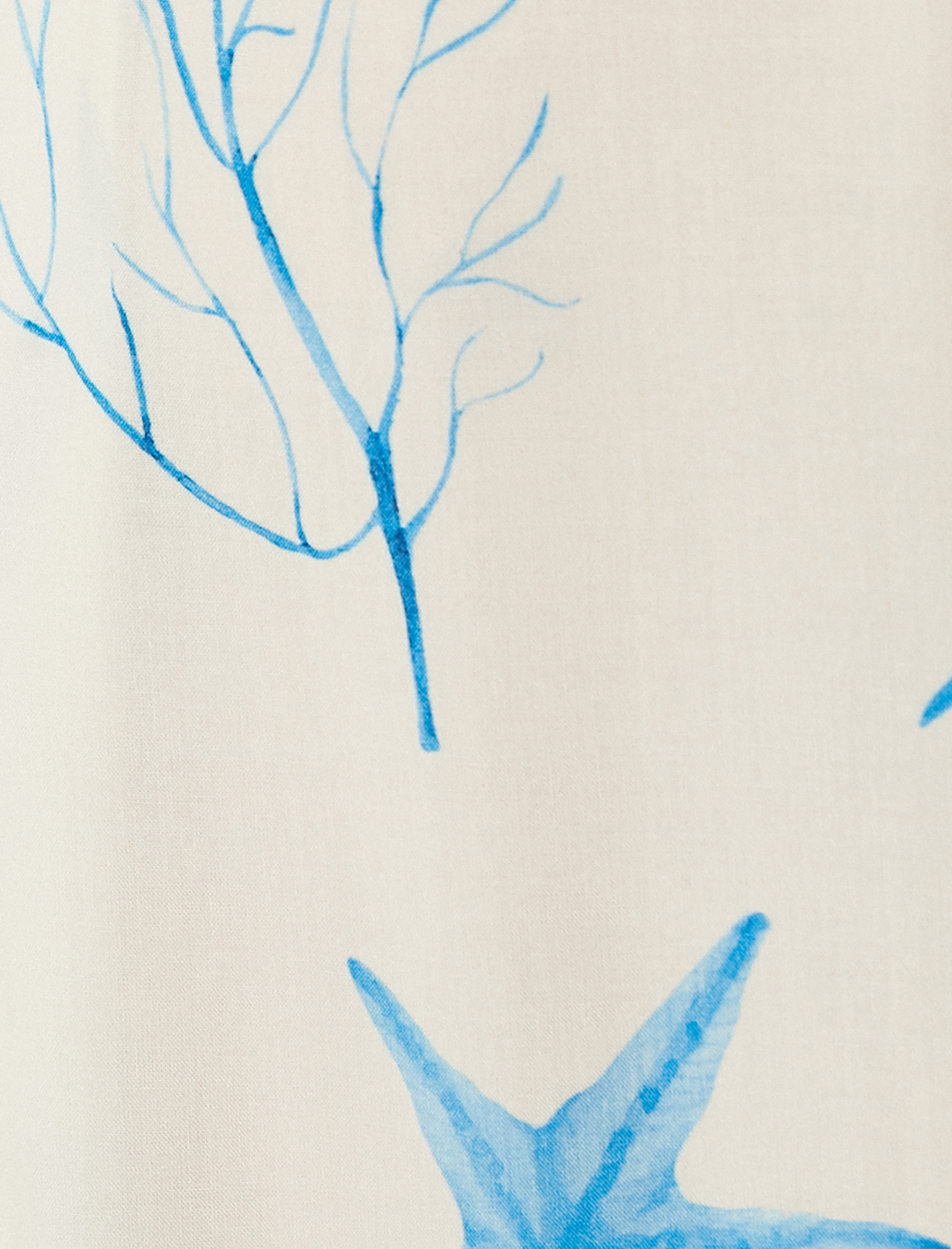   Yazlık Gömlek Kısa Kollu Devrik Yaka Deniz Kabuğu Baskı Detaylı