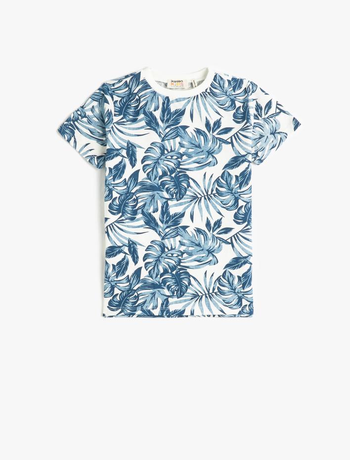 Erkek Çocuk Tişört Kısa Kollu Bisiklet Yaka Baskılı Pamuklu