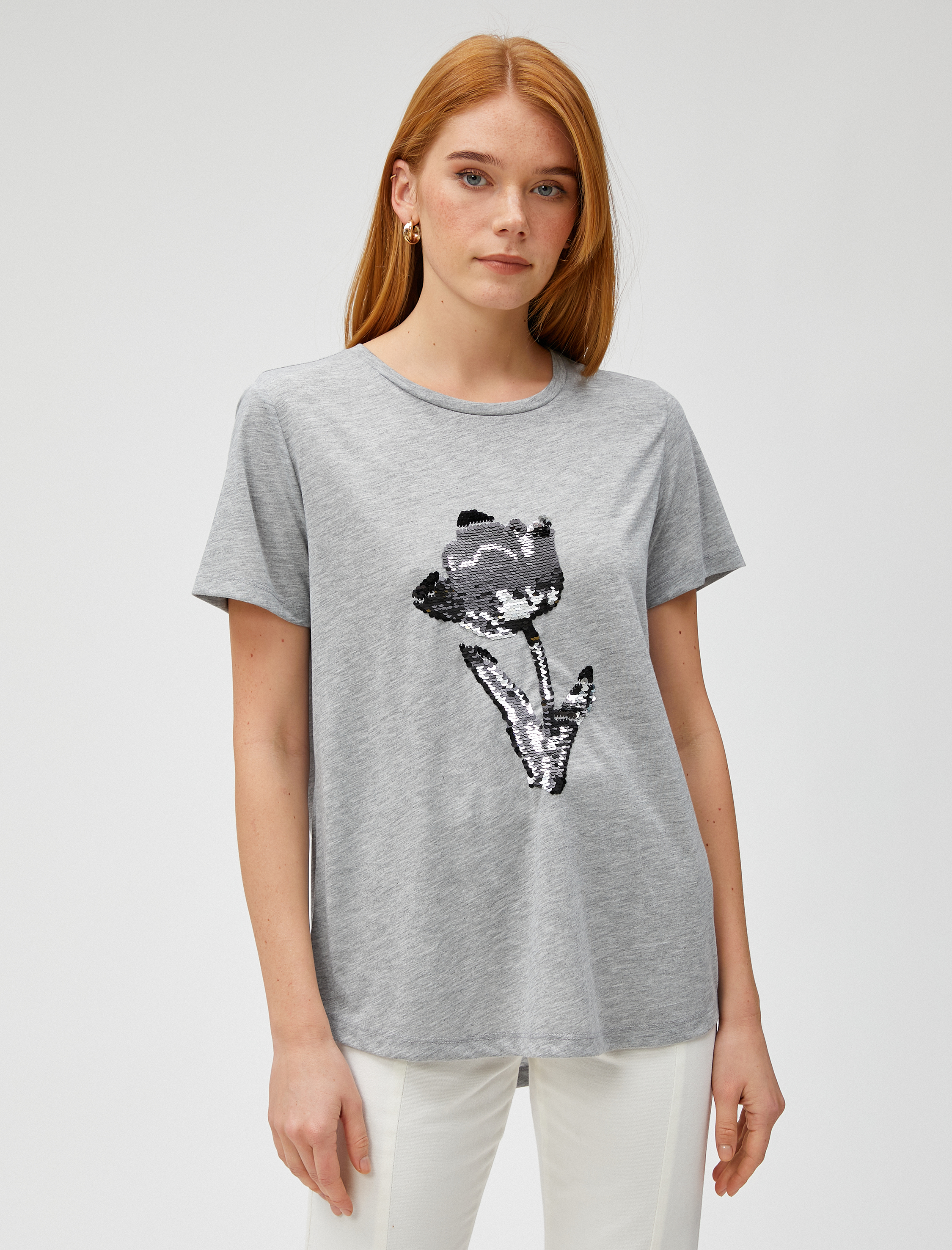   Payetli Tişört Kısa Kollu