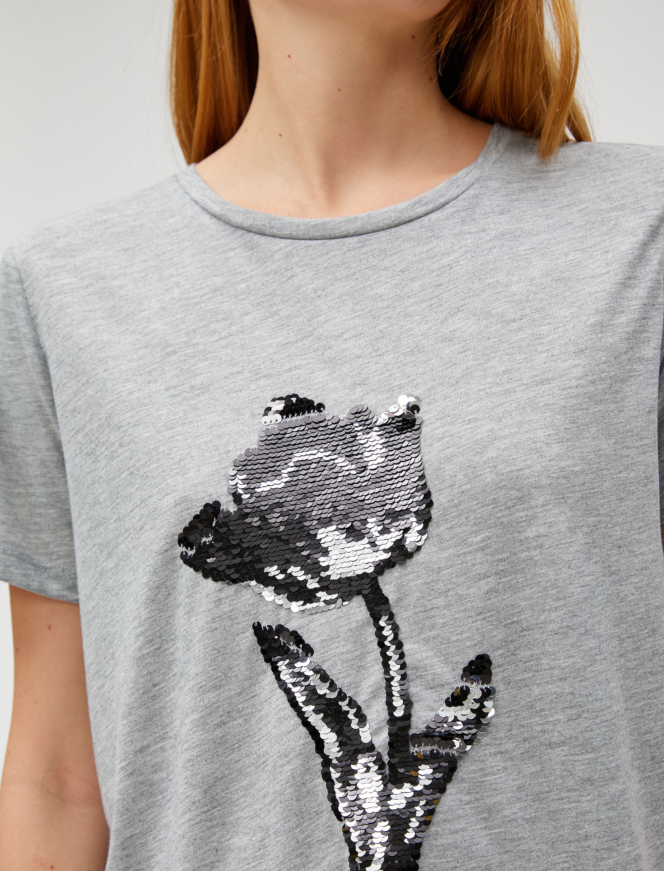   Payetli Tişört Kısa Kollu