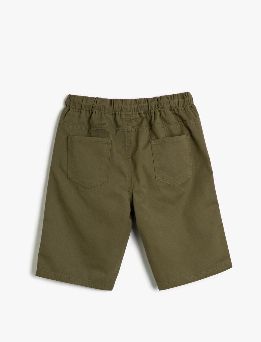  Erkek Çocuk Şort Slim Fit Beli Bağlamalı Lastikli Cepli Pamuklu
