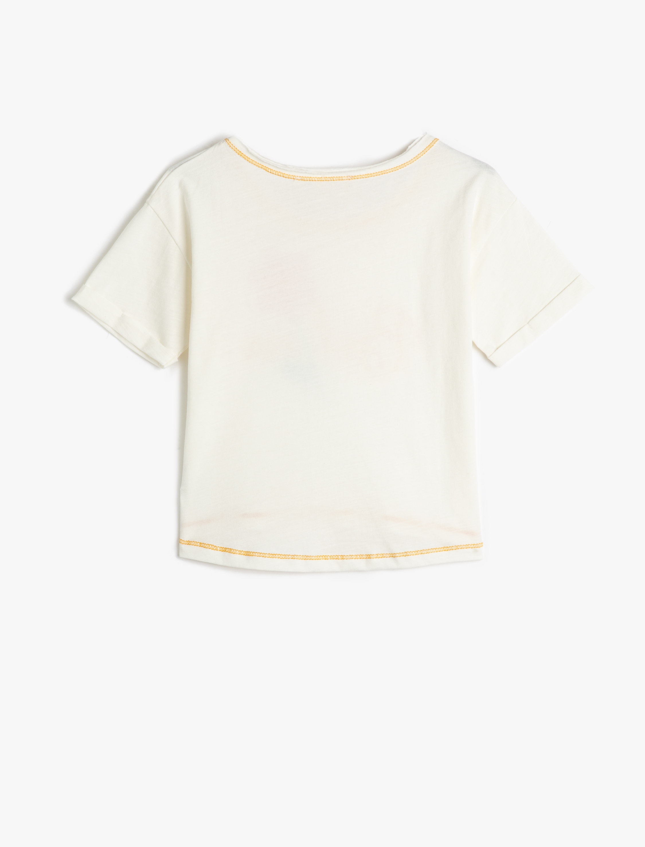  Kız Çocuk Kısa Kollu Tişört Çiçek İşlemeli Bisiklet Yaka Pamuklu