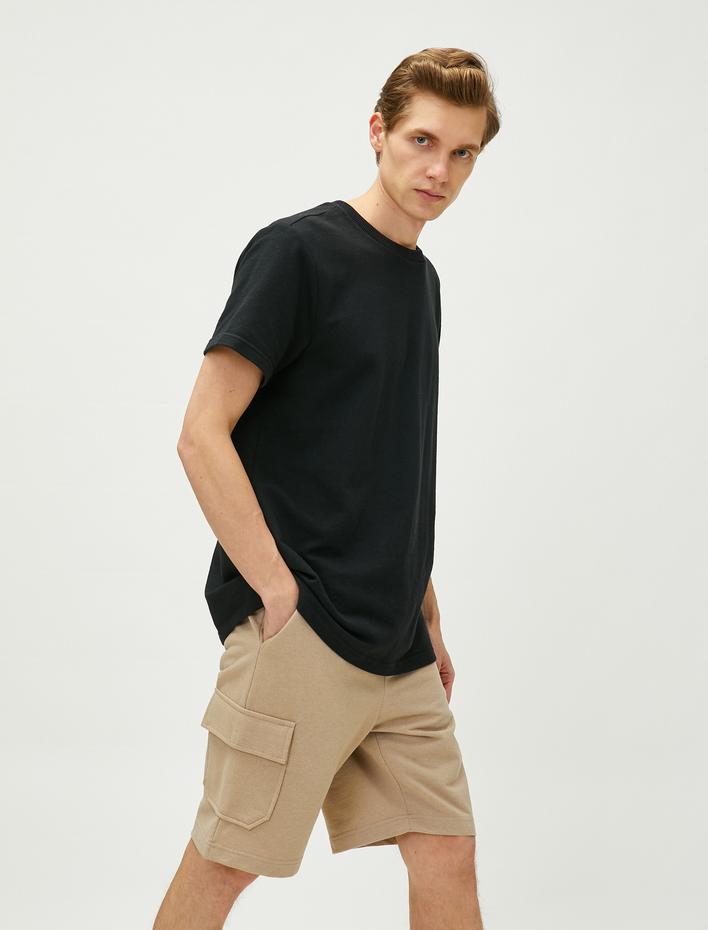  Kargo Şort Beli Bağcıklı Dar Kesim Cep Detaylı