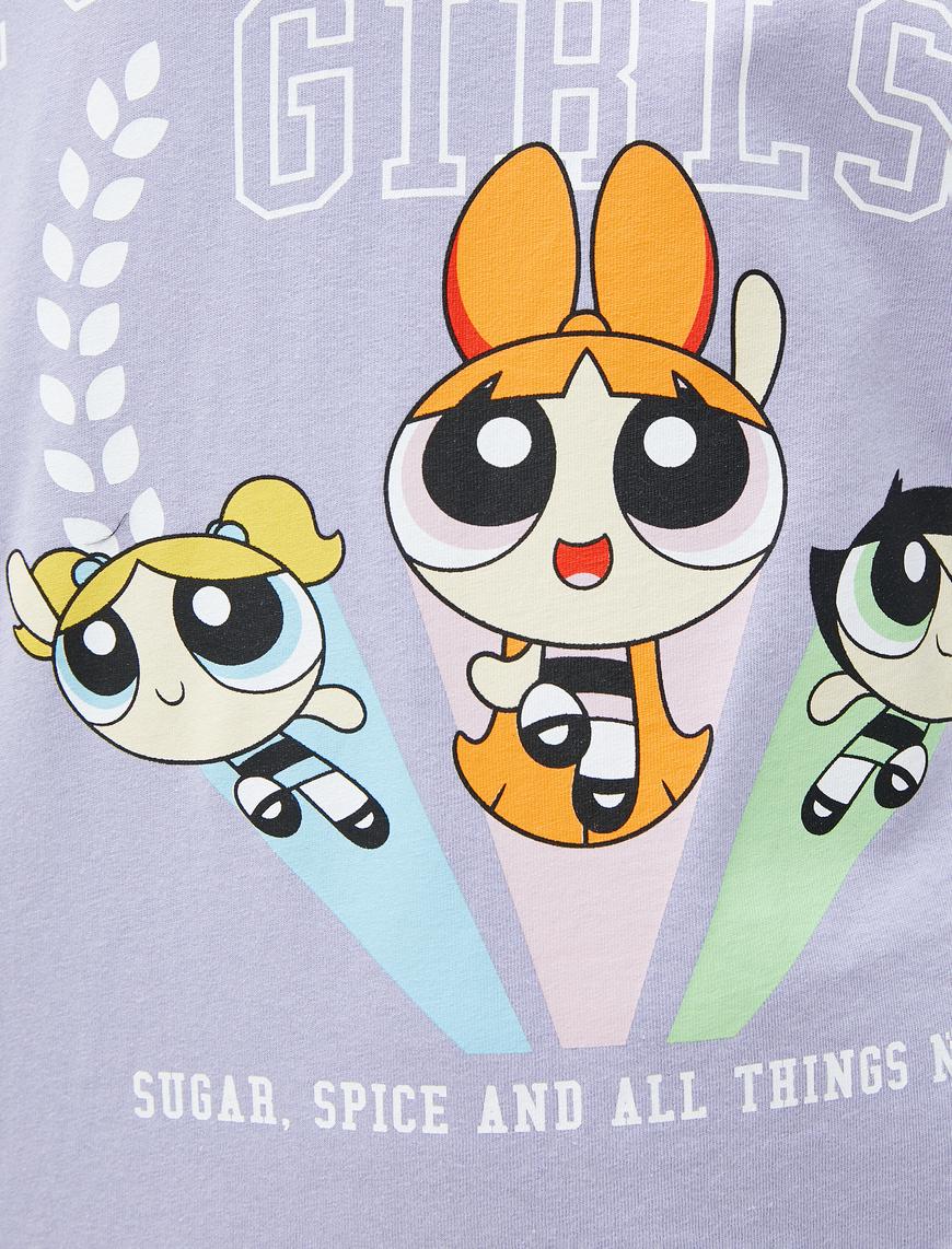   Powerpuff Girls Tişört Oversize Bisiklet Yaka Kısa Kollu Lisanslı Pamuklu