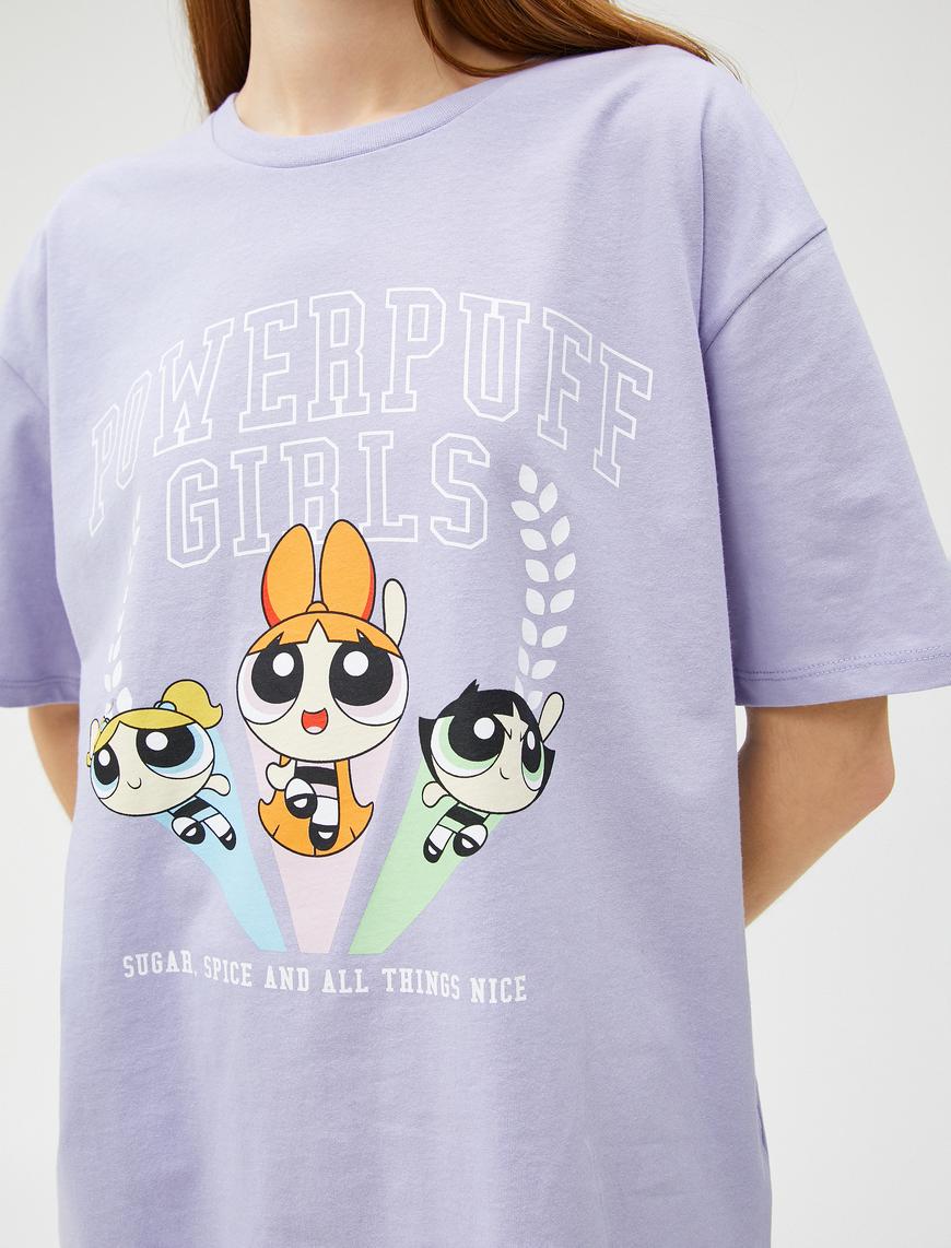   Powerpuff Girls Tişört Oversize Bisiklet Yaka Kısa Kollu Lisanslı Pamuklu