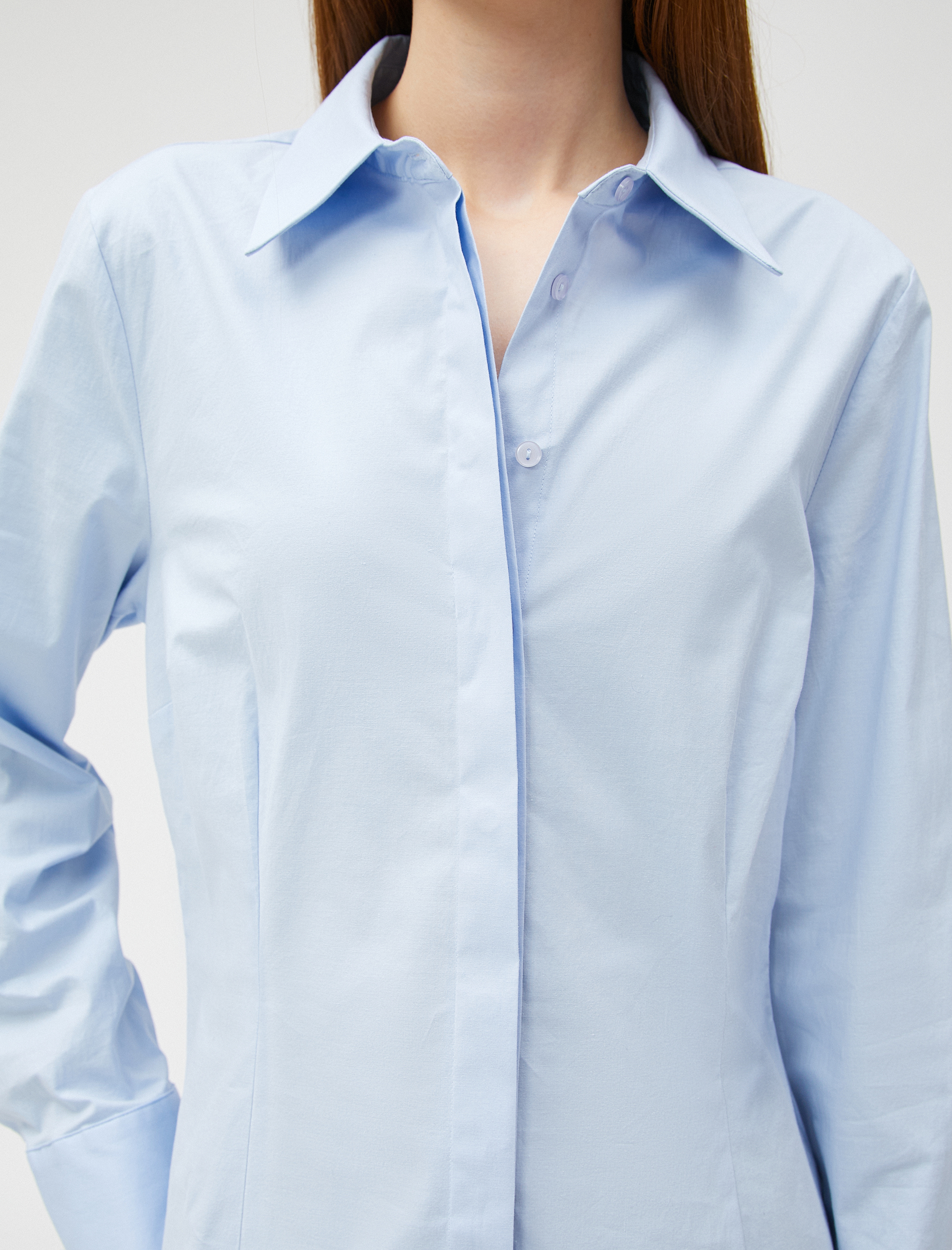 Basic Poplin Gömlek Gizli Düğmeli Uzun Kollu