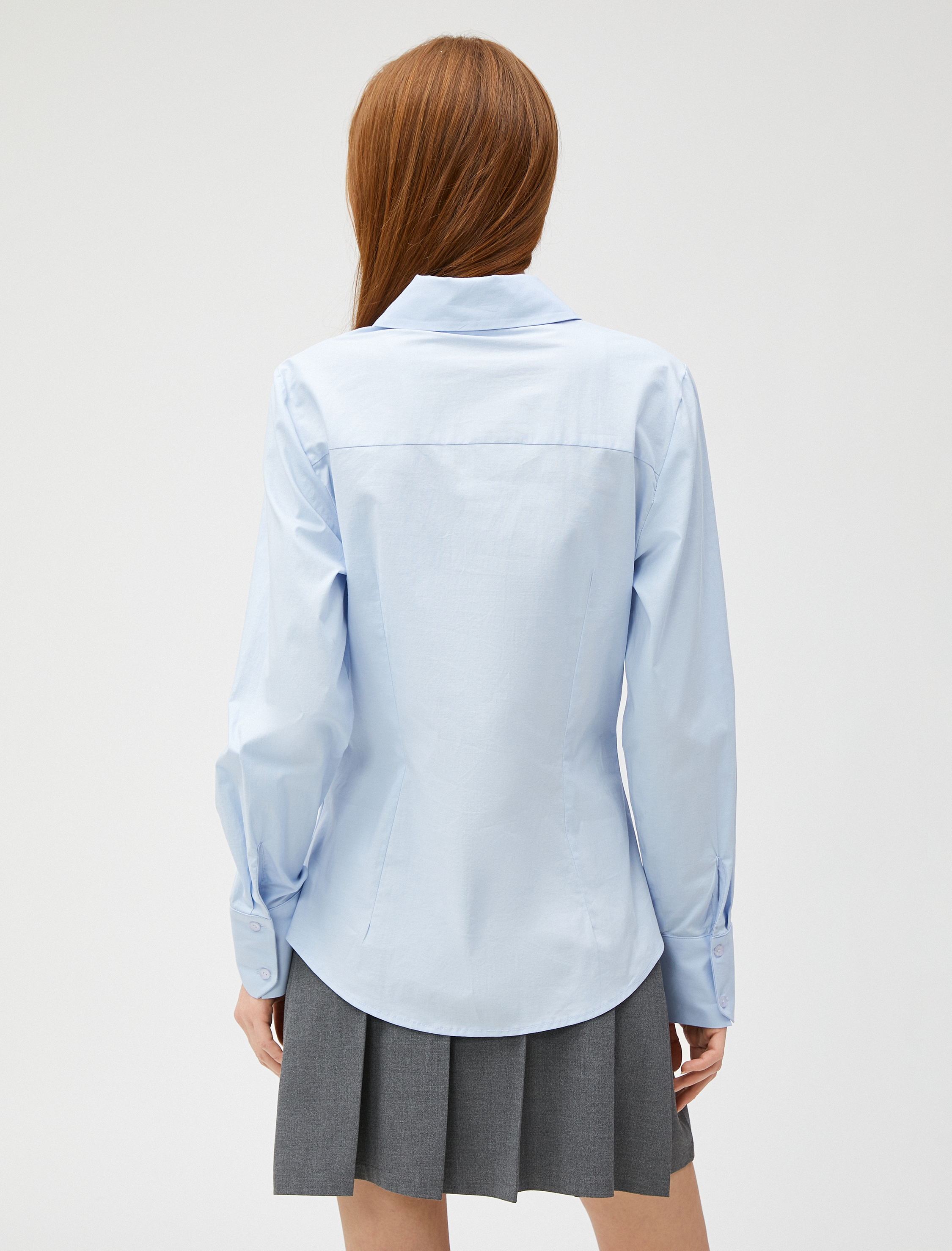 Basic Poplin Gömlek Gizli Düğmeli Uzun Kollu