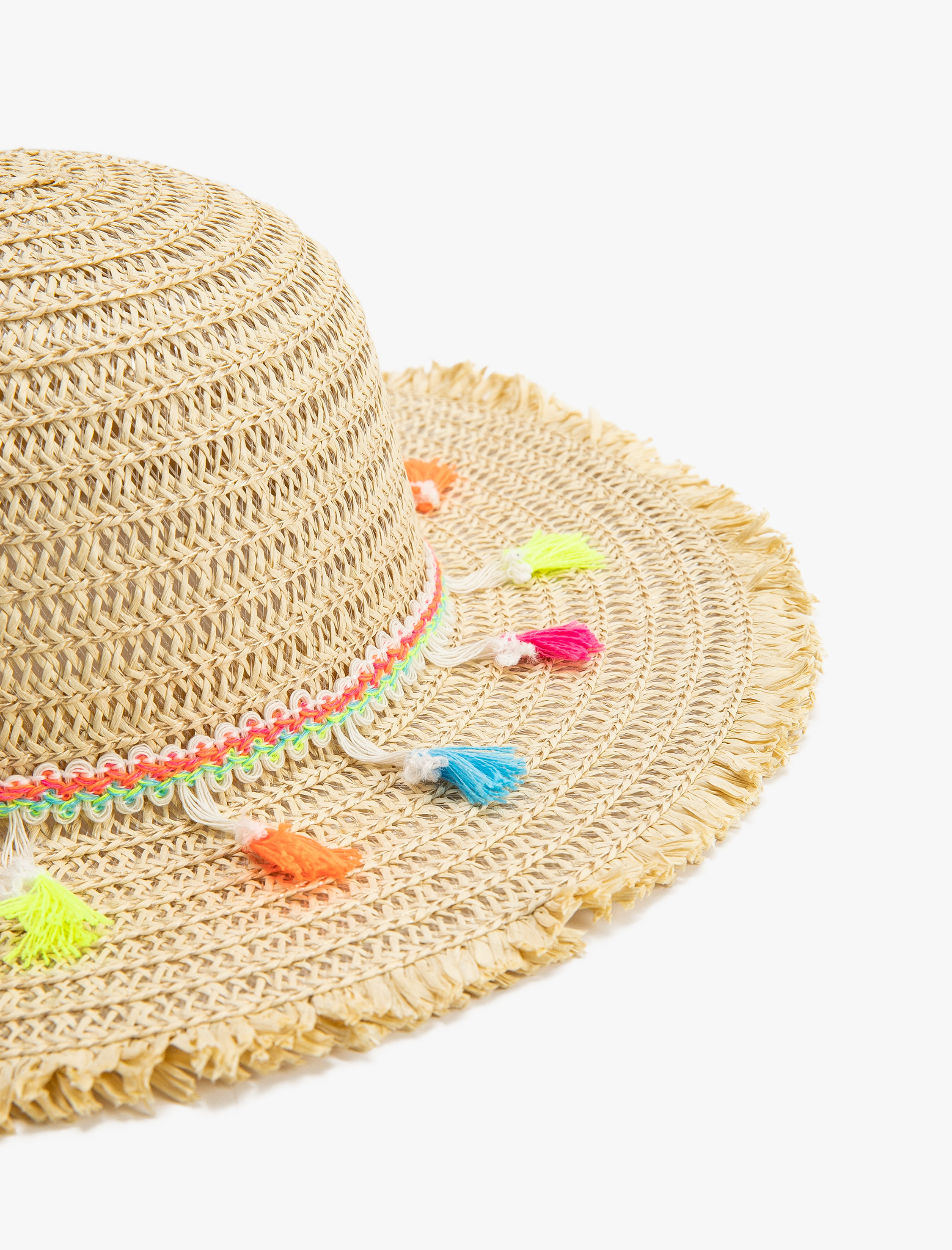 Kız Çocuk Hasır Şapka Ponpon Detaylı