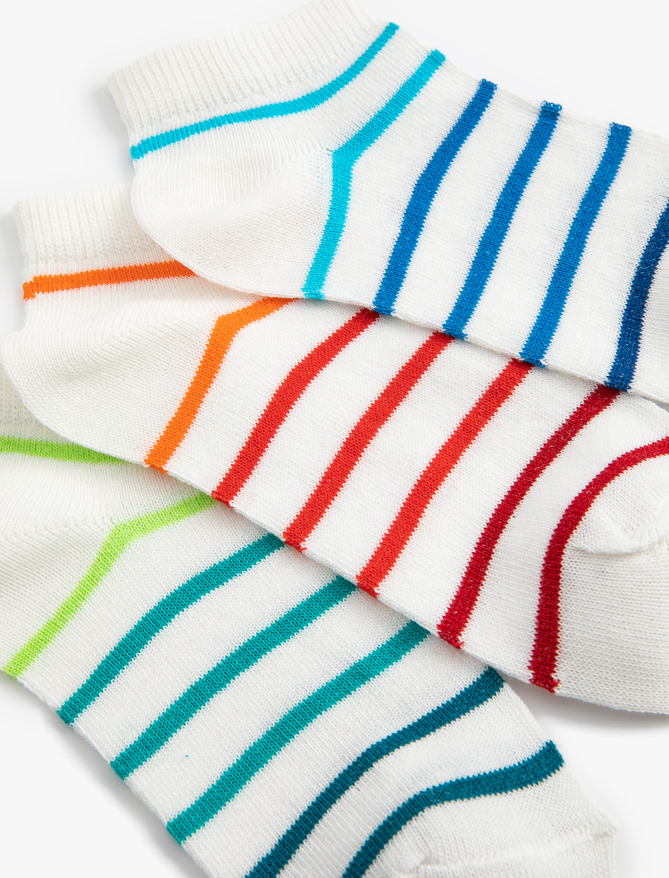  Erkek Çocuk 3’lü Çok Renkli Çizgili Pamuk Karışımlı Çorap Seti