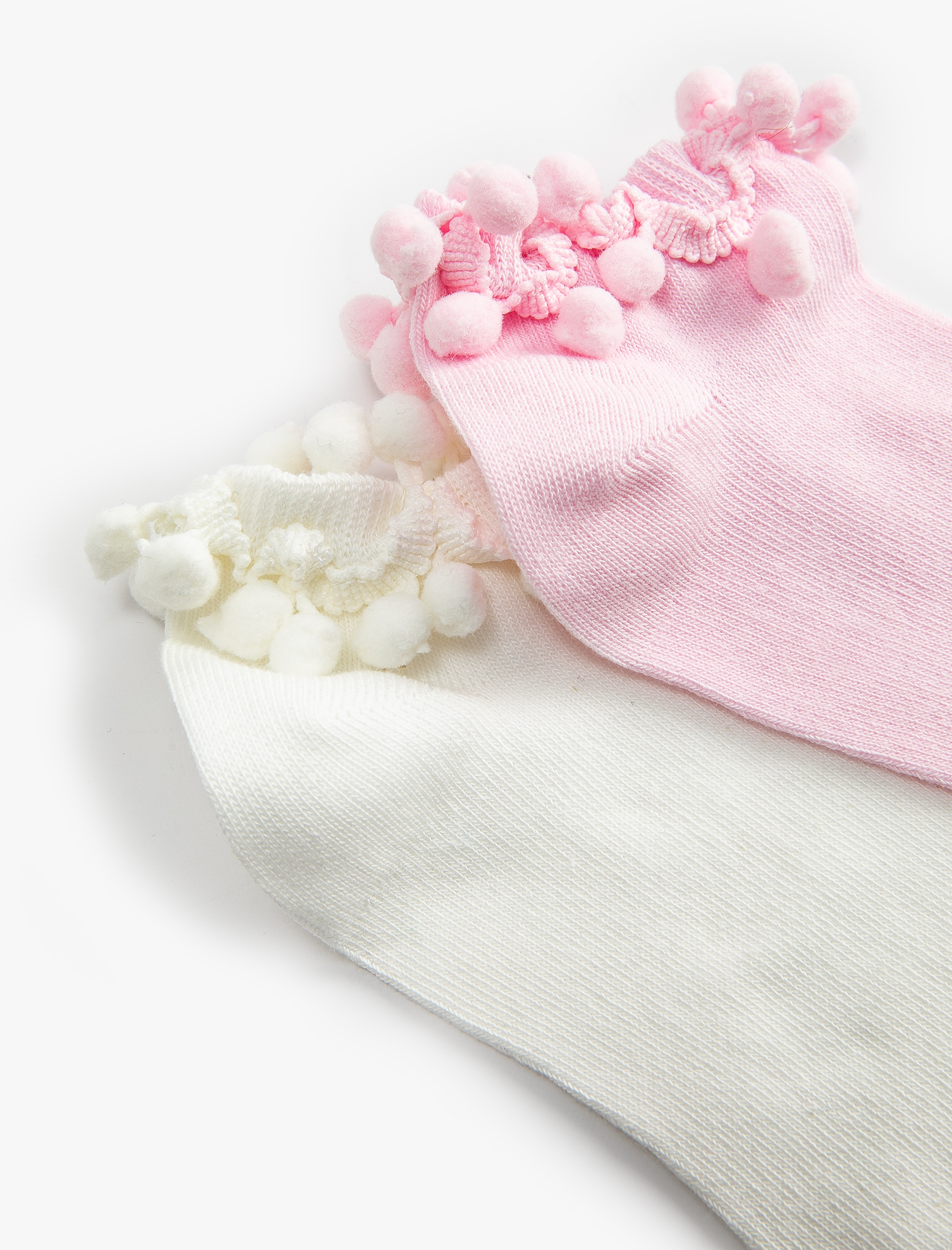  Kız Çocuk 2'li Ponpon Detaylı Çorap Seti