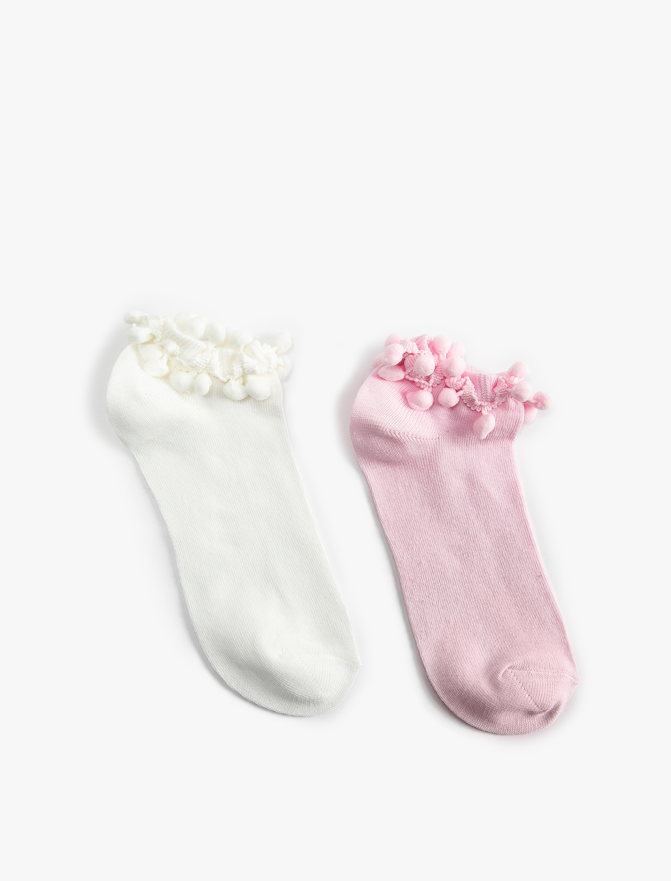  Kız Çocuk 2'li Ponpon Detaylı Çorap Seti