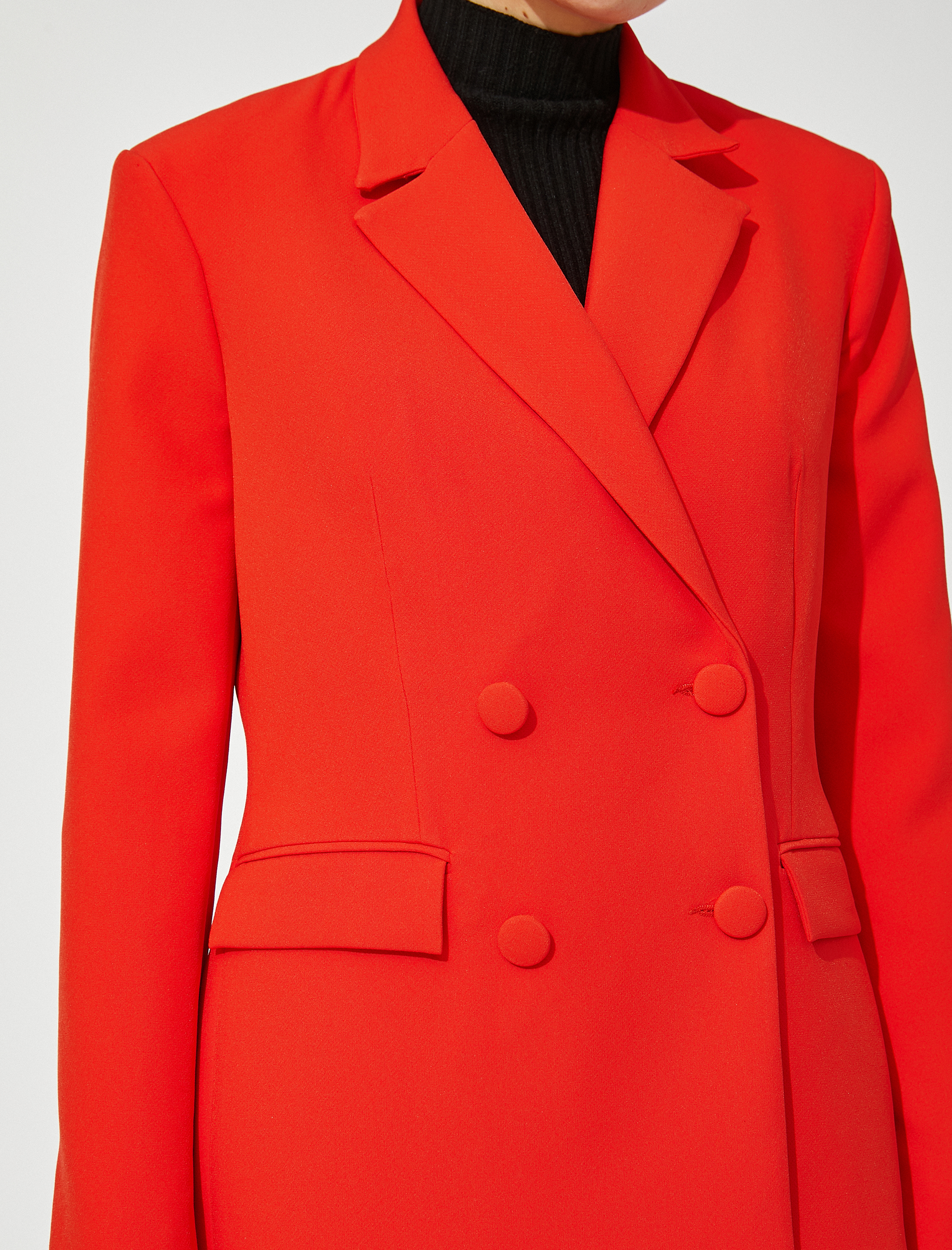   Kruvaze Blazer Ceket Düğmeli Cep Detaylı