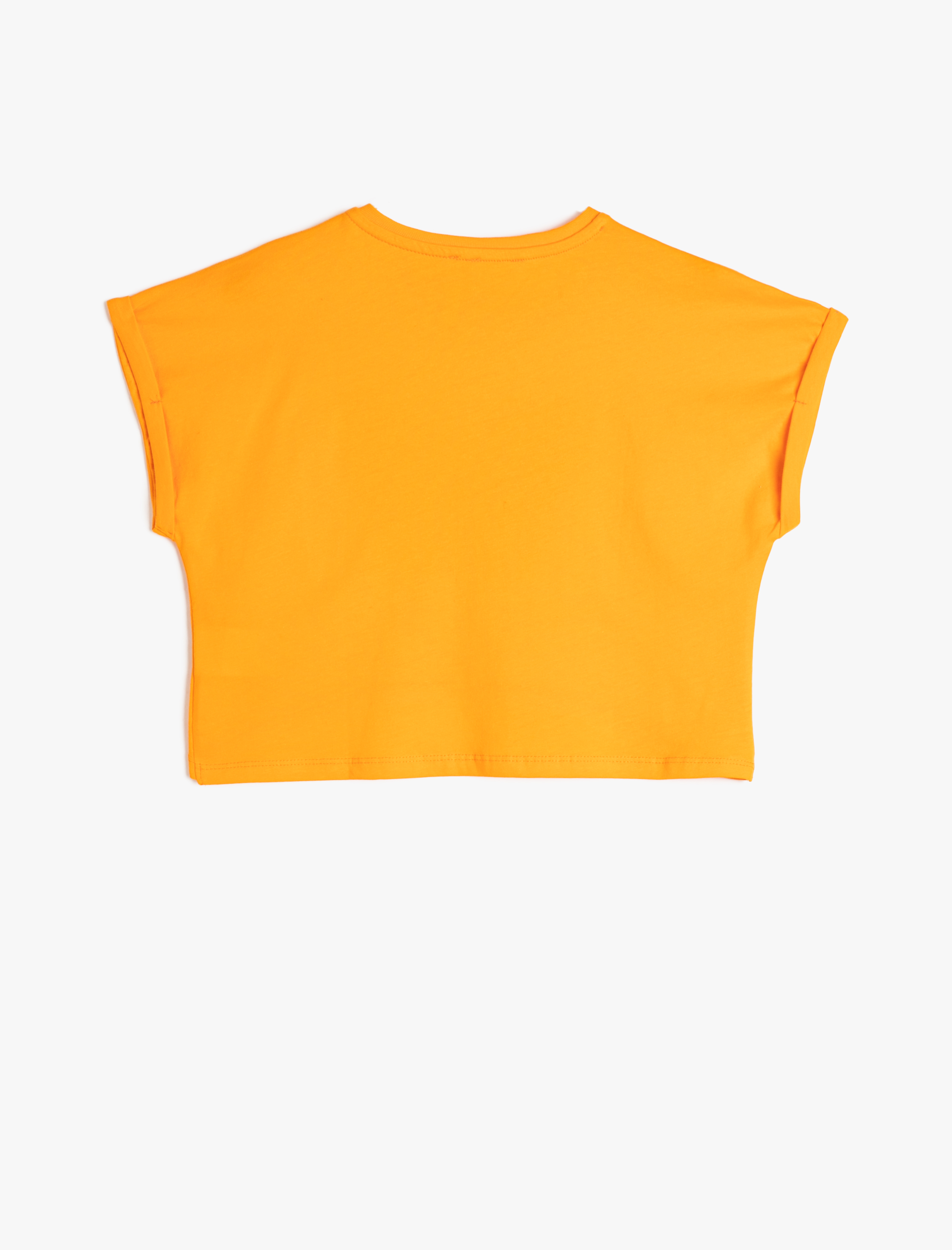  Kız Çocuk Crop Tişört Oversize Kısa Kollu Pul Payet İşlemeli Pamuklu