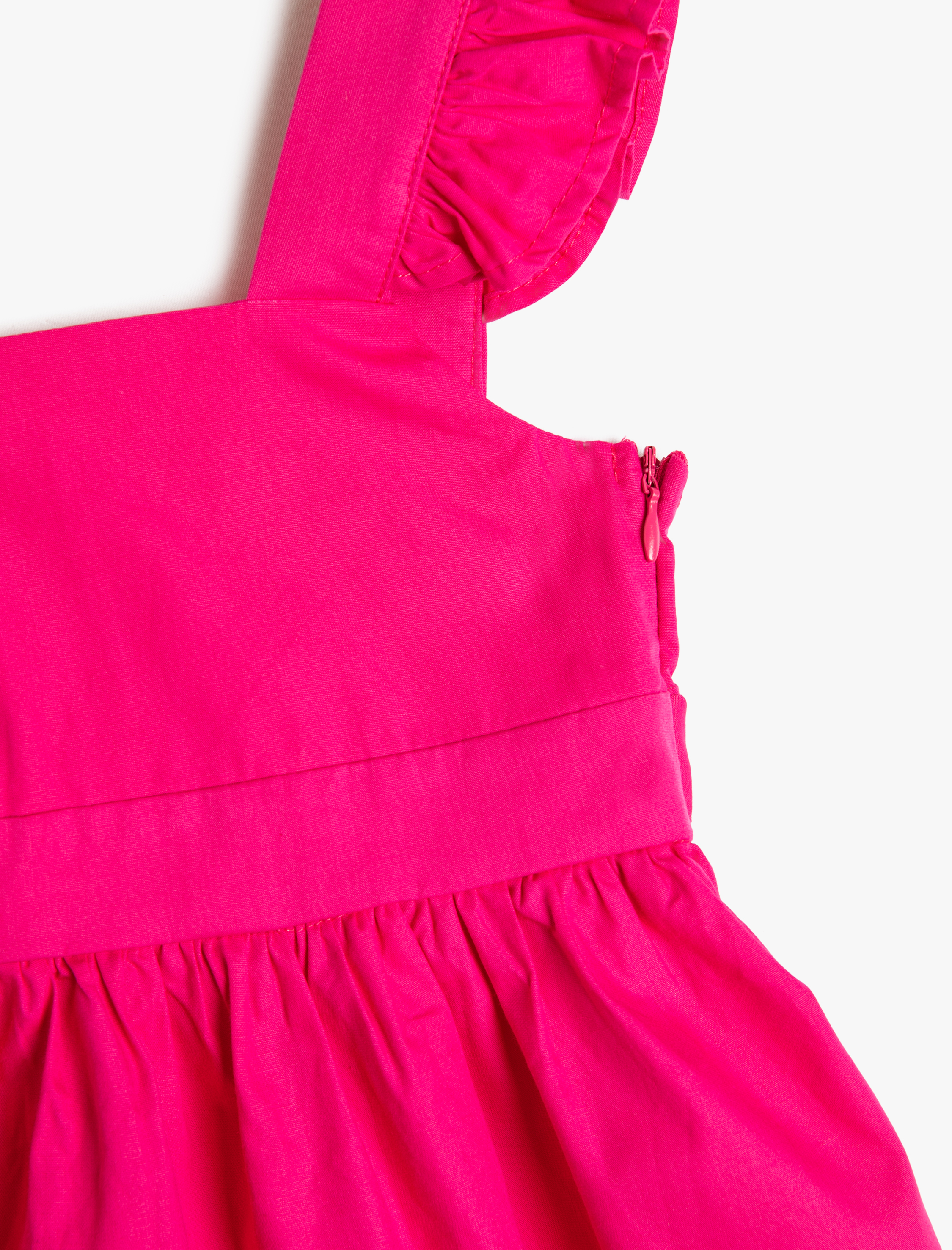  Kız Bebek Elbise Midi Kolsuz Askılı Fırfırlı Pamuklu