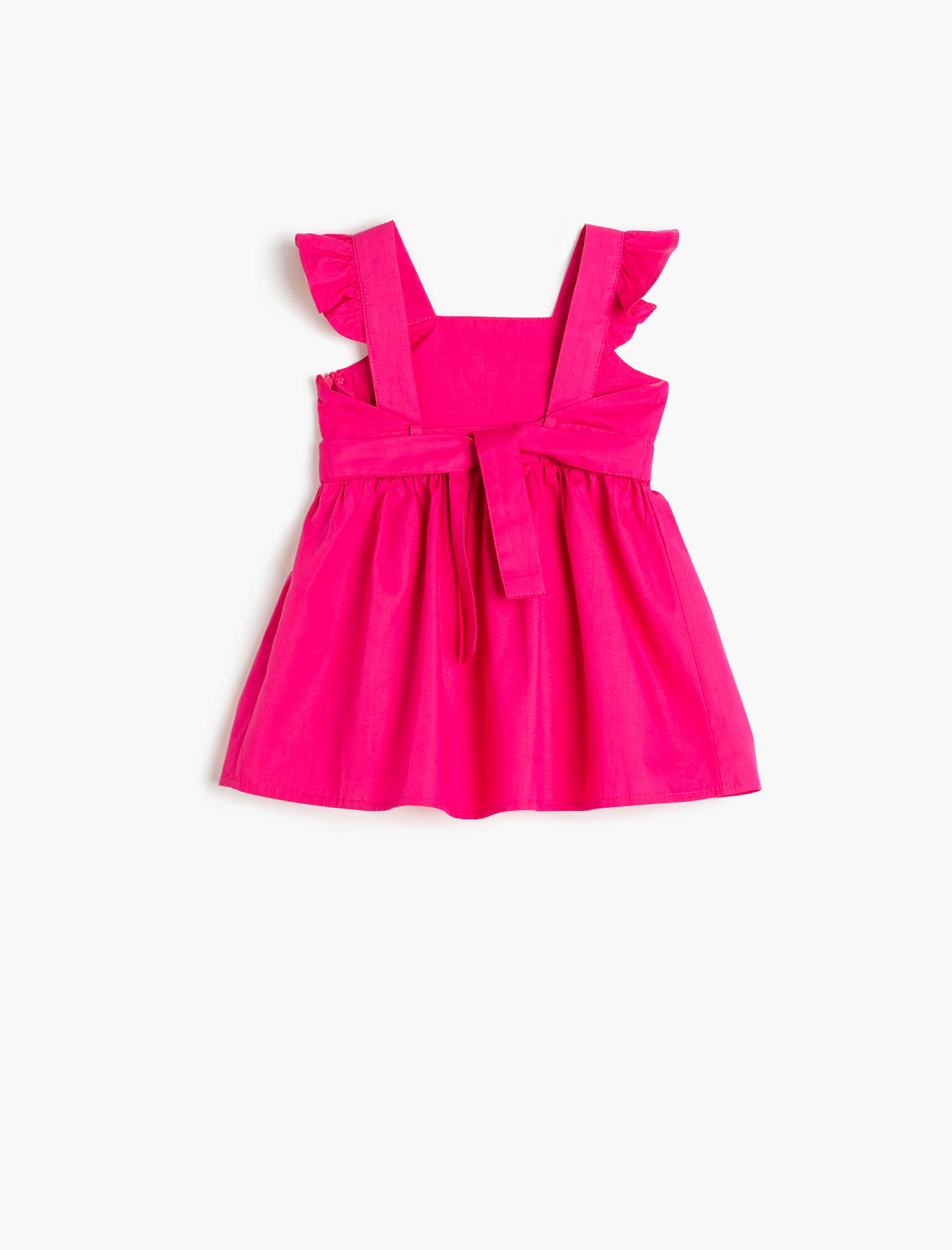  Kız Bebek Elbise Midi Kolsuz Askılı Fırfırlı Pamuklu