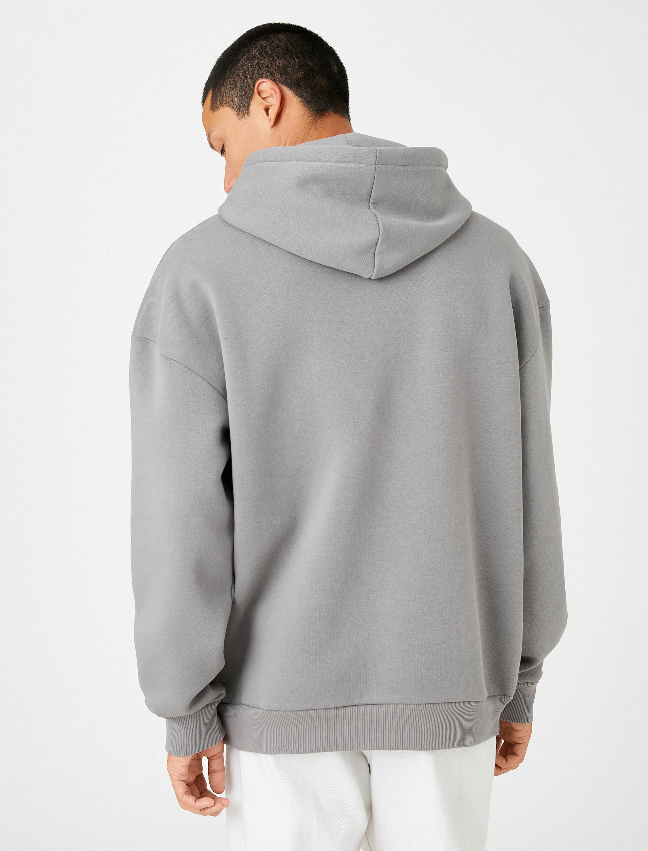   Kapşonlu Oversize Sweatshirt Şardonlu Uzun Kollu