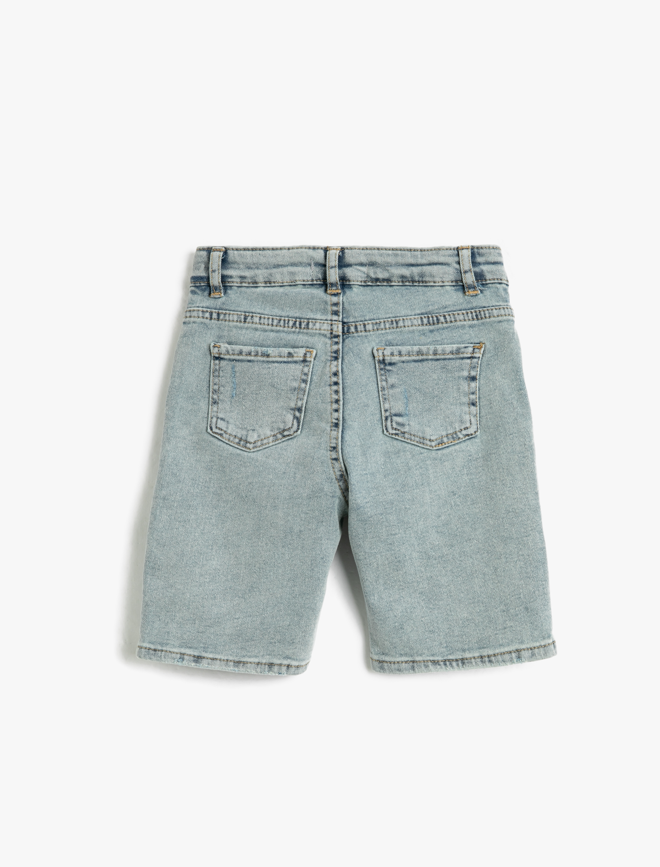  Erkek Çocuk Kot Şort Bermuda Cepli Pamuklu - Slim Fit Beli Ayarlanabilir Lastikli