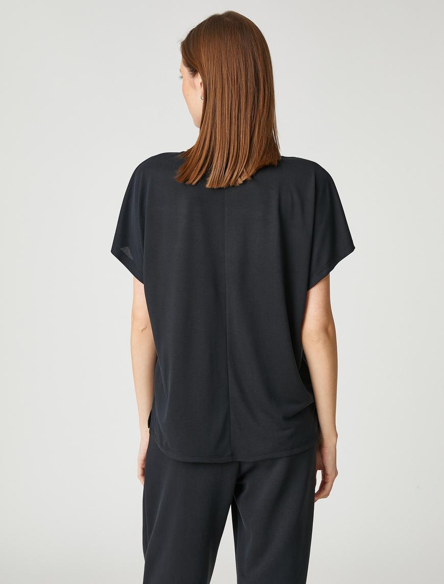  V Yaka T-Shirt Modal Karışımlı