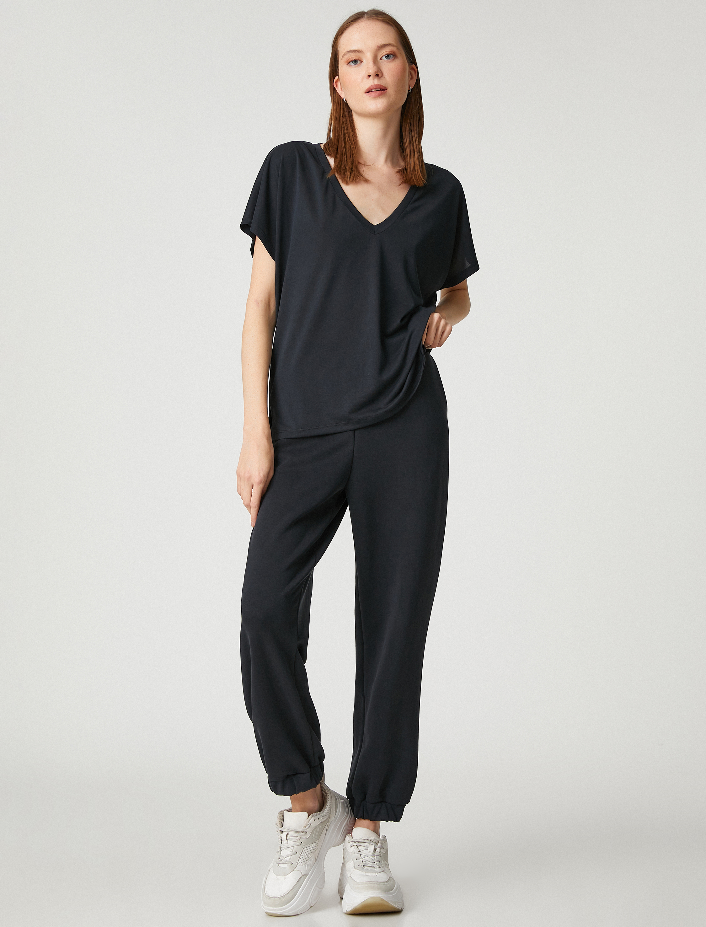   V Yaka T-Shirt Modal Karışımlı